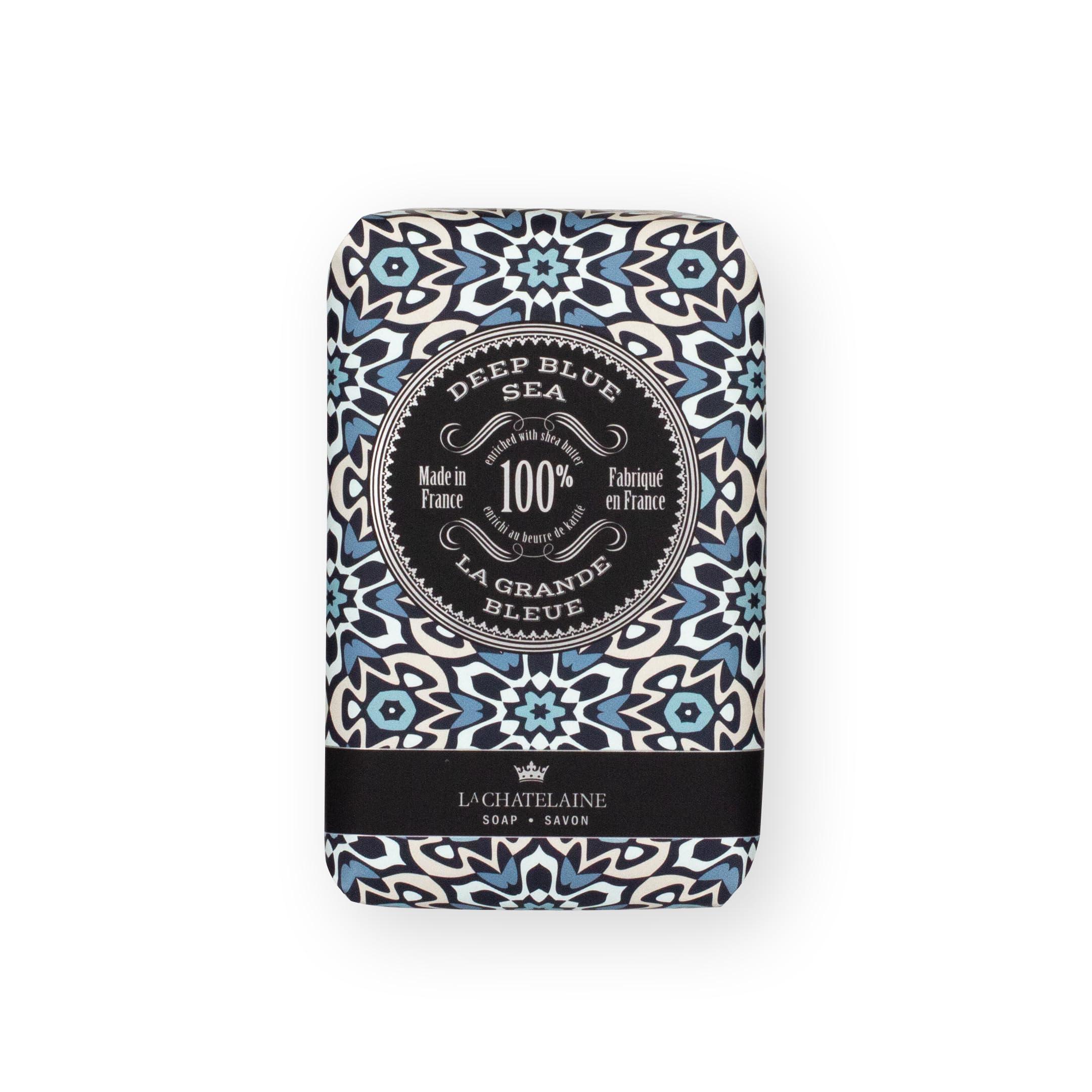 La Chatelaine La Chatelaine Soap Supply Tin Gift Set |Unisex, Men, Women| Plant-based shea butter bar soaps | Made in France | Natural and Organic | Large soap bars | Set of 6, 8.8 oz./250g bars - Gray Mosaic