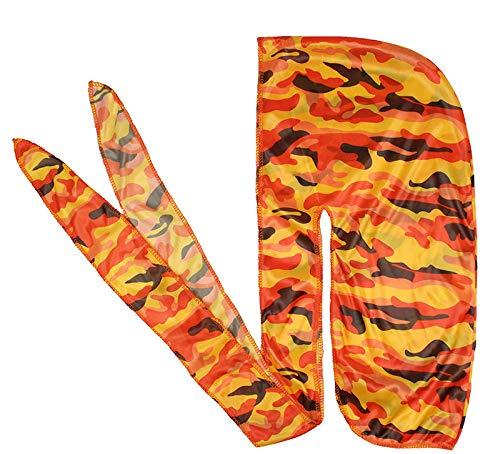 DIY Military Premium Blue Camo Silky Durag 360 Waves Long Tail Doo Rag Cap for Men Women Waves (Set3)