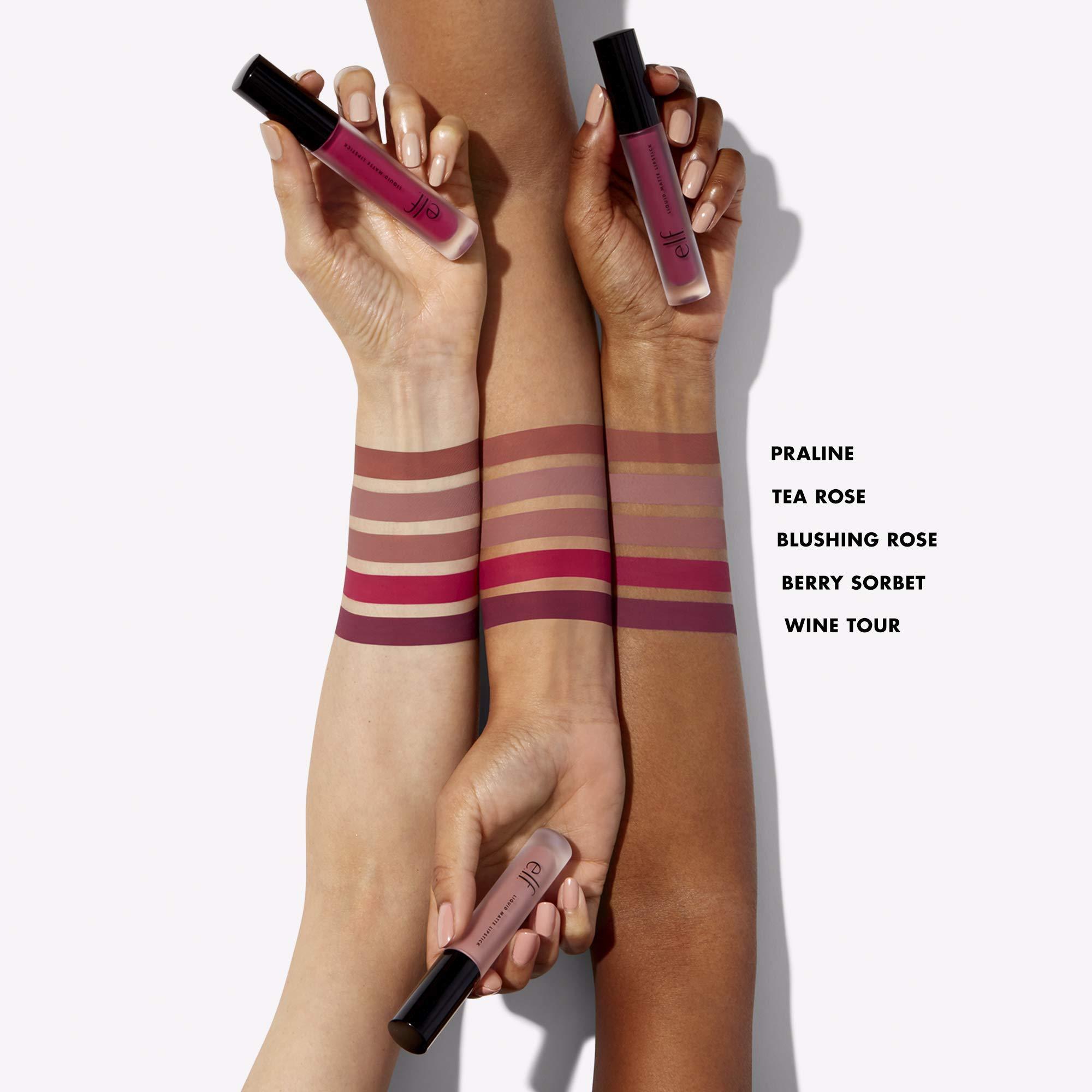 e.l.f. e.l.f. Liquid Matte Lipstick, Long Lasting, Quick-Drying, Smudge-Proof, Nourishes, Conditions, Moisturizes, Blushing Rose, Enriched with Vitamin E, 0.10 Oz (81168)