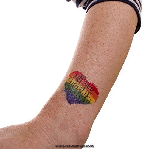 Tattoodrucker 10 x Heart Rainbow Tattoo- All you need is Love - CSD Tattoo - Heart Rainbow Tattoo Flag (10)