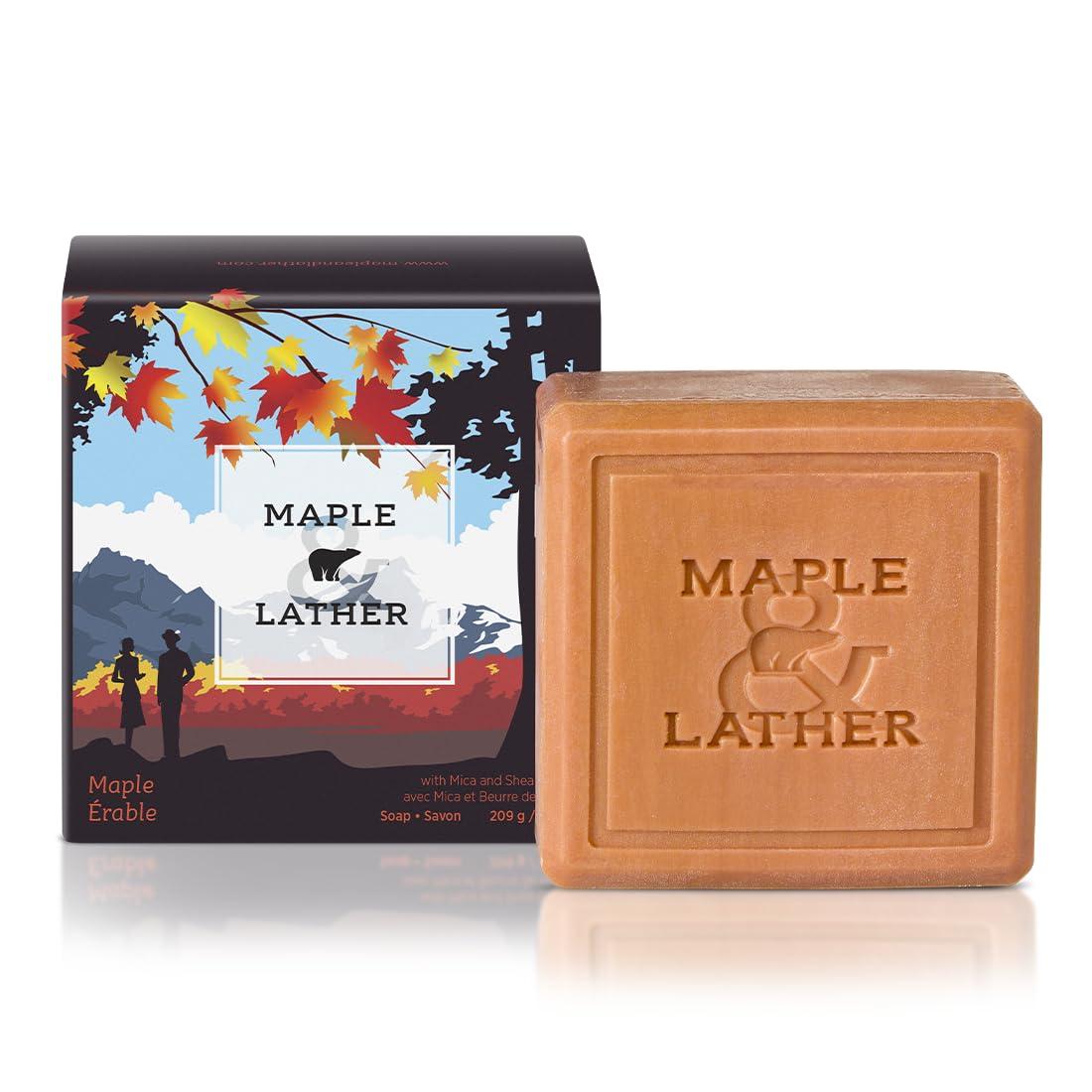 Maple and Lather Maple & Lather Triple Milled Bar Soap with Shea Butter, Maple Scent, Moisturizing, Long-Lasting, Sustainably Sourced, 209g - Made in Provence, France