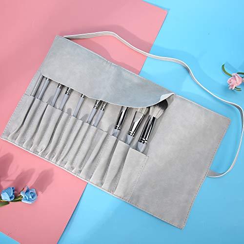 TMISHION Makeup Brush Bag, 14 Holes Makeup Brush Bag Rollable PU Makeup Tool Holder Portable Toiletry Rolled Brush Organizer Brushes Set Bag