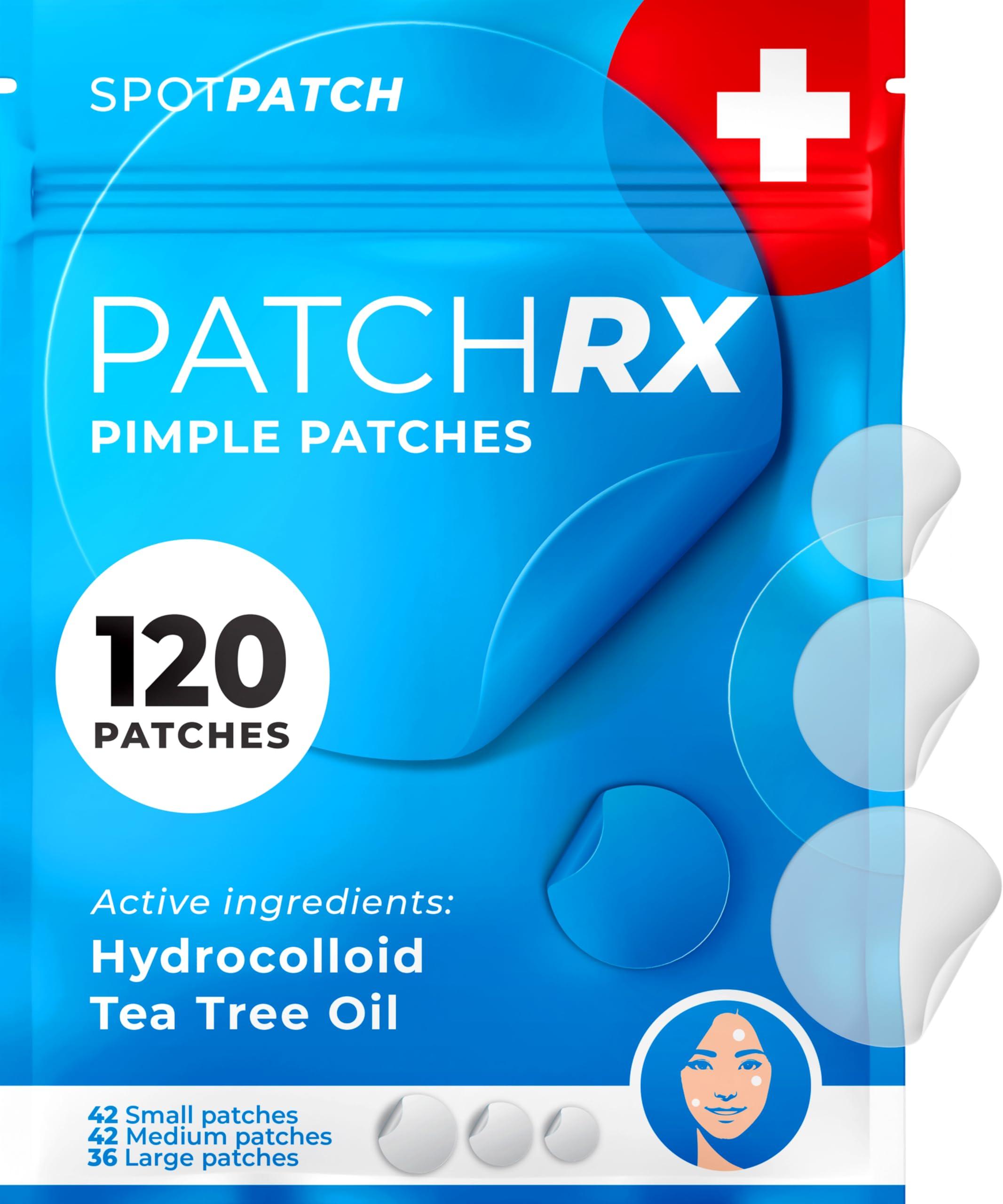 KEYCONCEPTS PatchRx Pimple Patches for Face (120 Patches), Hydrocolloid Acne Patches with Tea Tree Oil, Pimple Patch Pimple Stickers - Hydrocolloid Patch Acne Dots - Acne Pimple Patches For Face - Zit Patches