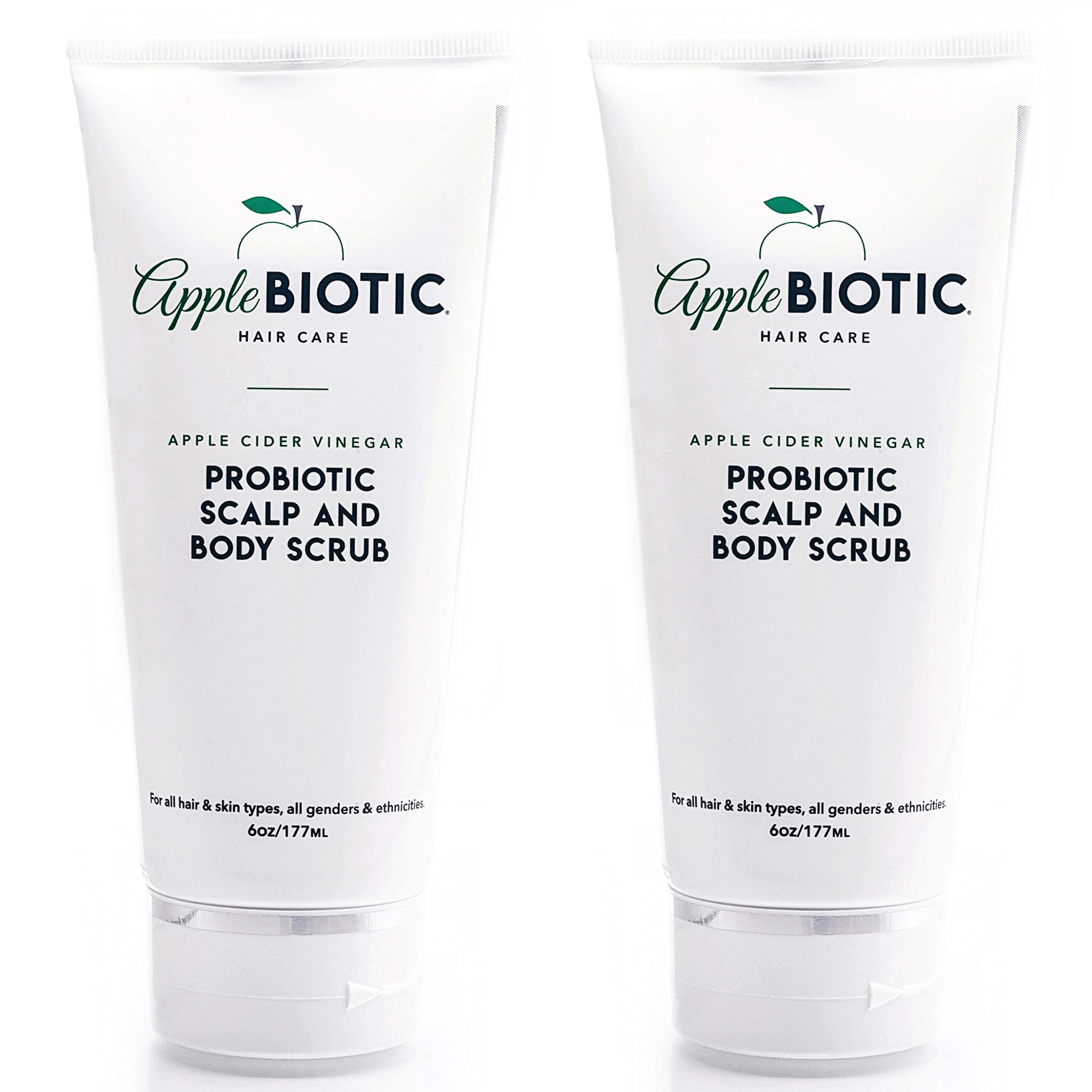 AppleBiotic Apple Cider Vinegar Scalp Scrub 2PK - Exfoliating Scalp Treatment with Coconut & Sesame Seed Oils - Moisturizes & Relieves Itchy, Flaky Skin. Hair Scrub & Scalp Cleanser for Build Up, Healthy Hair