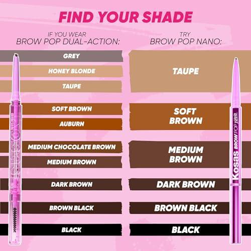 Kosas Kosas Brow Pop Nano - Ultra-Fine 1mm Brow Pencil Precision Tip - Natural-Looking Eyebrows with Finest Hairlike Stroke - All Day Wear, Hypoallergenic, Safe for Sensitive Skin - Dark Brown