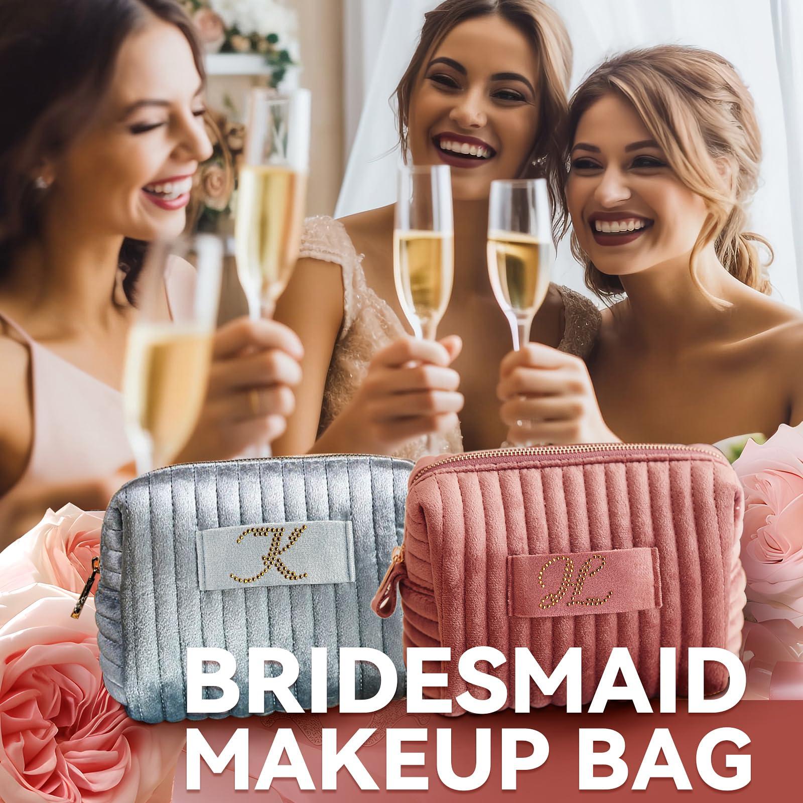 GSWOI A-Z Monogrammed Gifts with Diamonds for Women Practica,Birthday Gifts for Women Mom,Wedding Favors,Custom Makeup Baglarge Cosmetic Bags,Travel Toiletry Bag Essentials,Personalised Bridesmaid(Pink C)