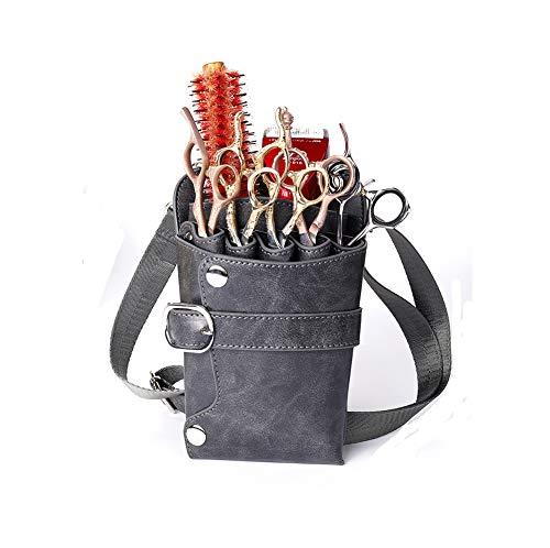 boshiho Scissors Pouch PU Leather Salon Barber Hairdressing Scissors Holster Hair Stylist Tools Bag Comb Shear Holster Waist Shoulder Belt (Black)