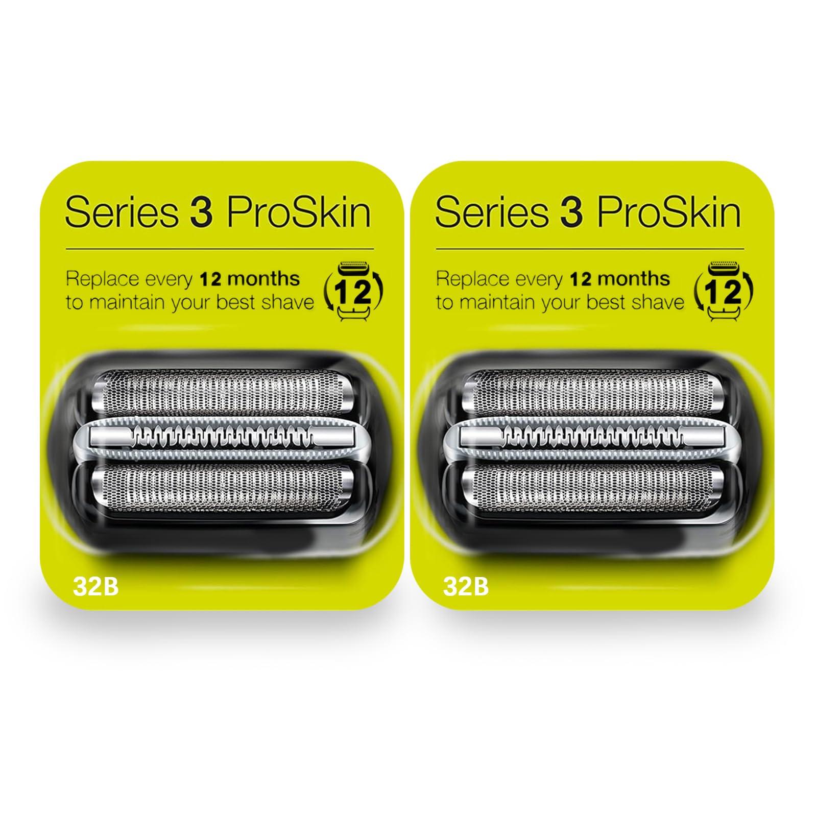 Muyfguo 2Pack 32B Series 3 Electric Shaver Replacement Head Accessories for Braun S3 Foil & Cutter Razor Heads, Applicable for Braun S3 3040s 3010s 310s 3000s 3050cc 3080s 390cc Etc