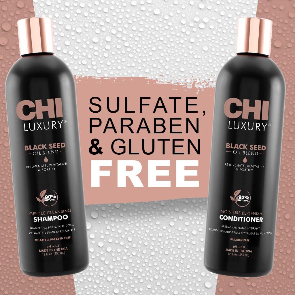 CHI CHI Brand Luxury Black Seed Oil Blend Gentle Cleansing Shampoo & Moisture Replenish Conditioner 12 Fl Oz Each (pack Of 2)