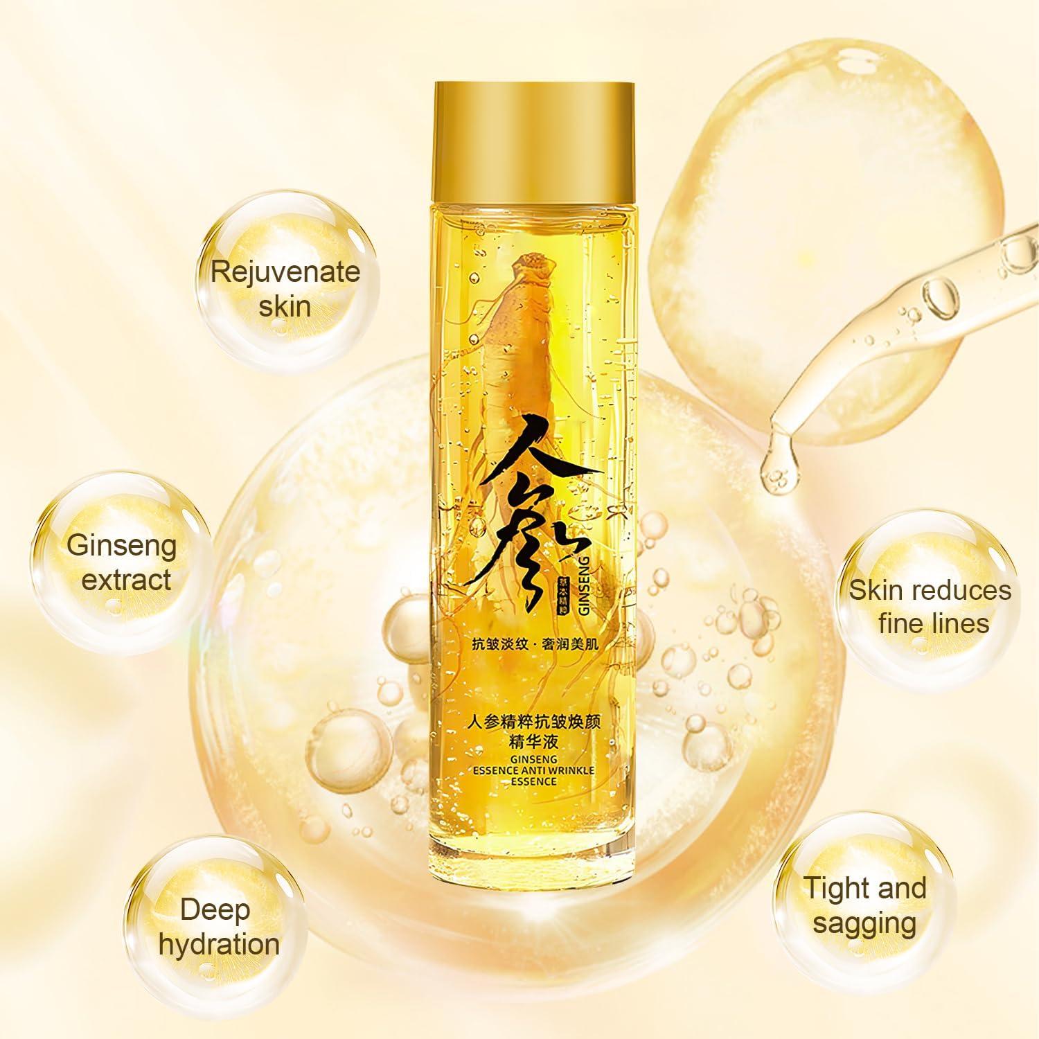 TPTAL Ginseng Extract Liquid,Ginseng Extract Anti-Wrinkle Original Serum Oil,Korean Red Ginseng Polypeptide Anti Aging Essence,Ginseng Moisturizer,Reduces Wrinkles,Improves Sagging (2pcs)