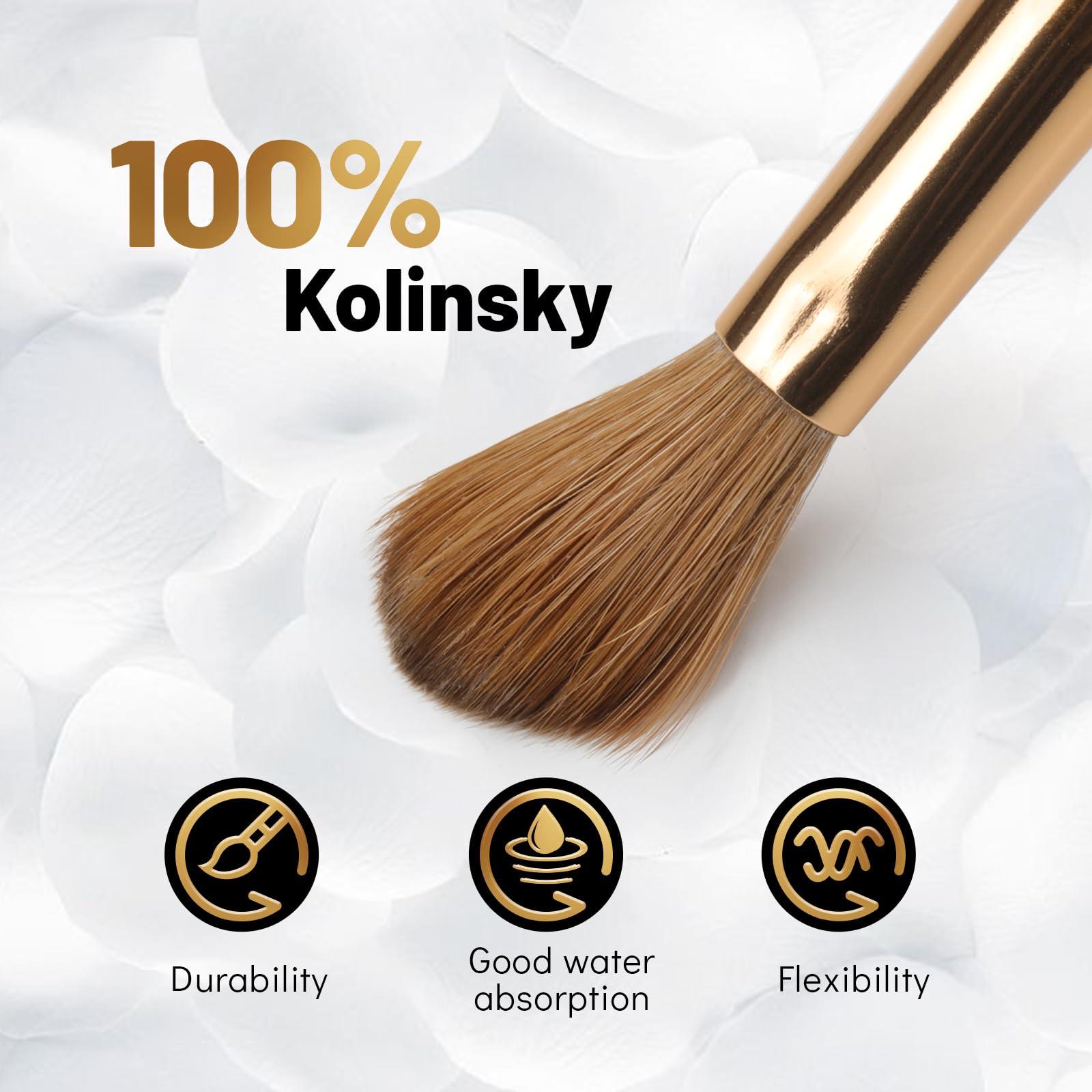 Aokitec Aokitec 100% Kolinsky Acrylic Nail Brush for Acrylic Powder,Size 10 Nail Brush for Acrylic Application,Oval Sable Nail Art Brush, Manicure Pedicure Tool