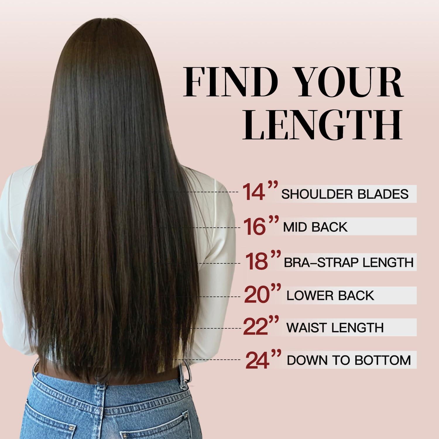 Loveline Loveline Clip In Hair Extensions 22 Inch Human Hair Clip in Real Human Hair Extension for Women Jet Black 120g 7 Pieces Per Set