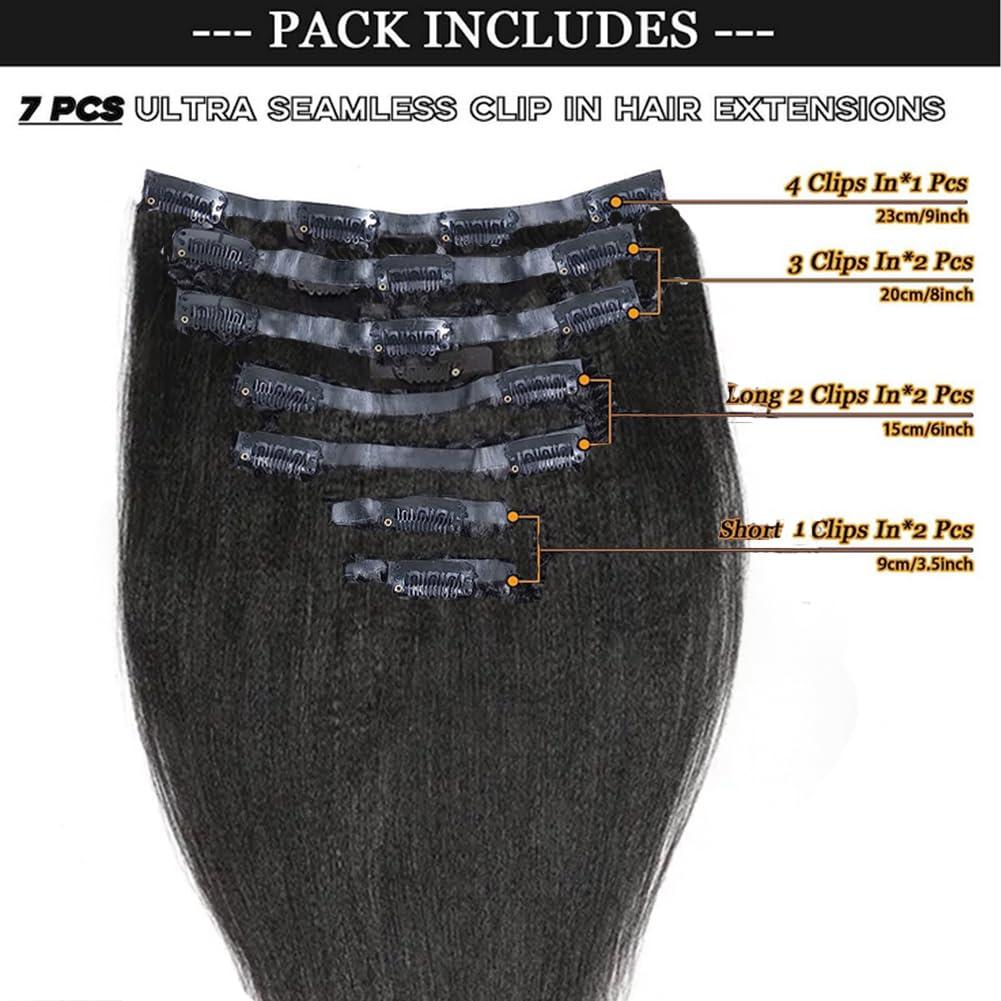 Kiss darling LASHES Light Yaki Straight Seamless Clip In Hair Extensions Real Virgin Remy Human Hair Extensions With Invisible Pu Skin Weft Brazilian Virgin Human Hair Clip Ins 20\" 120g