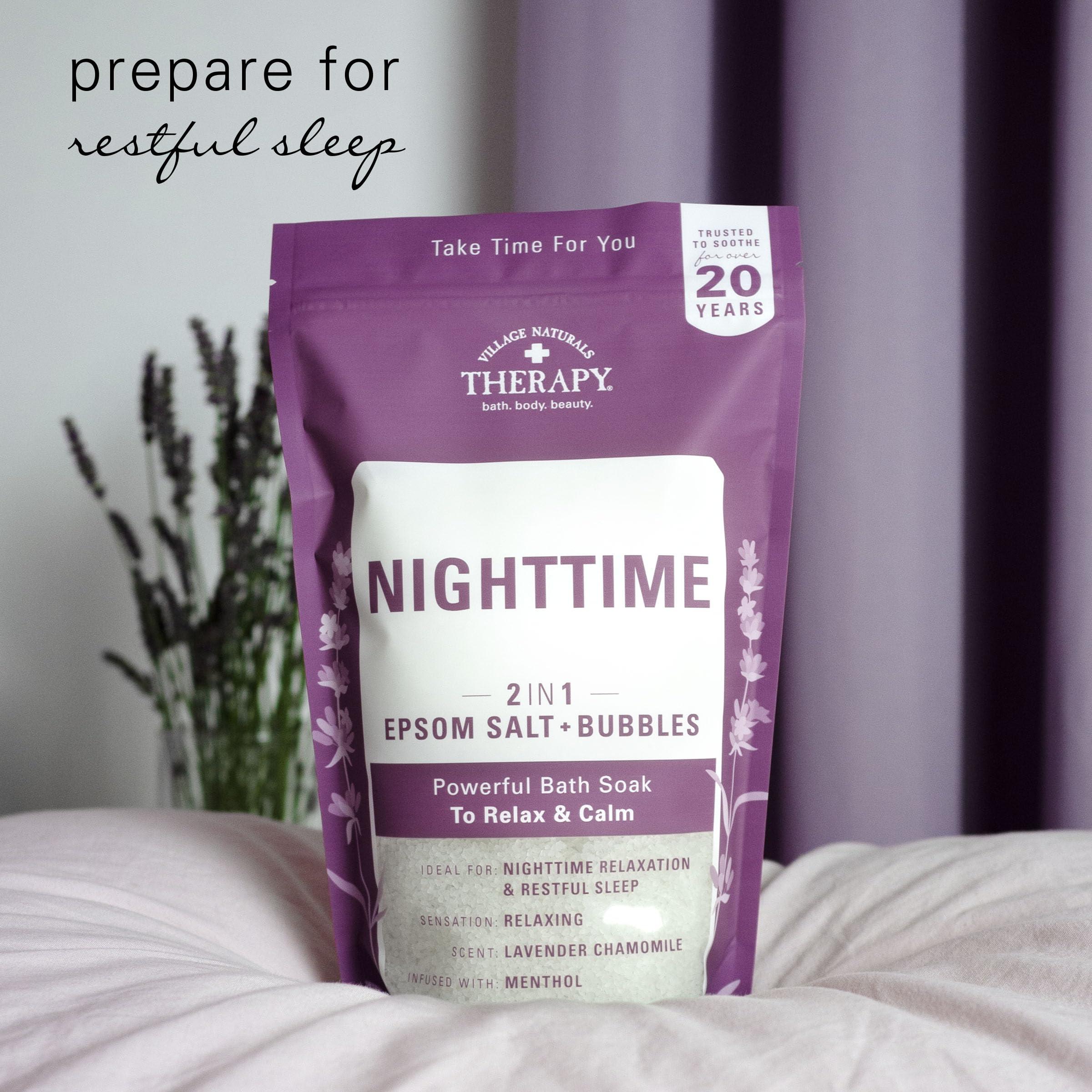 Village Naturals Therapy Village Naturals Therapy, Nighttime Foaming Epsom Soak, 36 Oz, Pack of 3