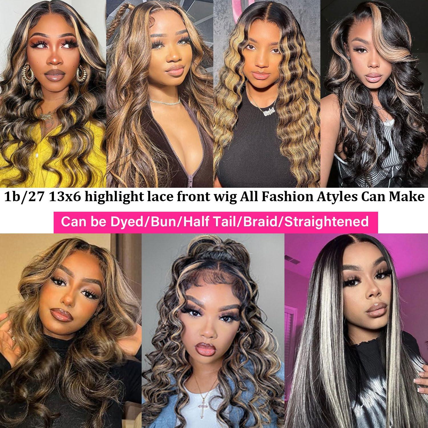 Daules Daules 26 Inch 136 Ginger Lace Front Wigs Human Hair Body Wave + 20 Inch 1B/27 Highlight Lace Front Wig Human Hair