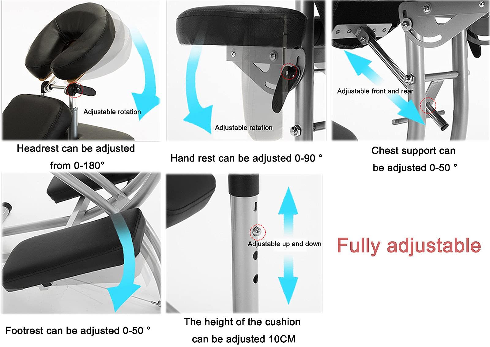 ERoomQ ERoomQ Portable Massage Chairs,Folding Tattoo Chairs,5Cm High-Density Sponge Height Adjustable Face Cradle Light Weight Travel Spa Seat