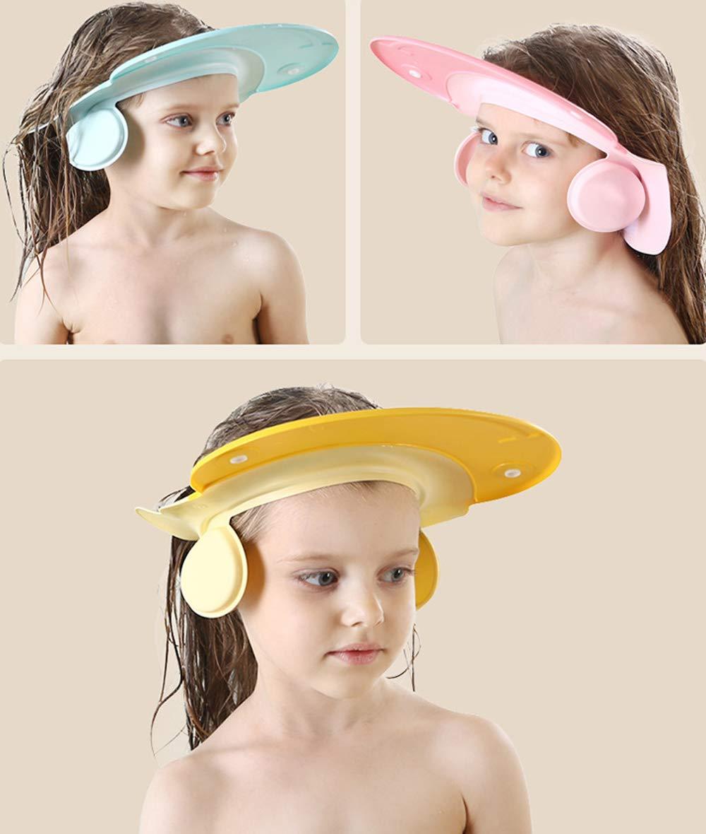AMTOOCH Children Bath Shower Cap wash Shampoo Visor Shield hat Prevent Water Entering The Eyes and Ears Bathing tub Head Hair Rinser Protection Kids Toddler B