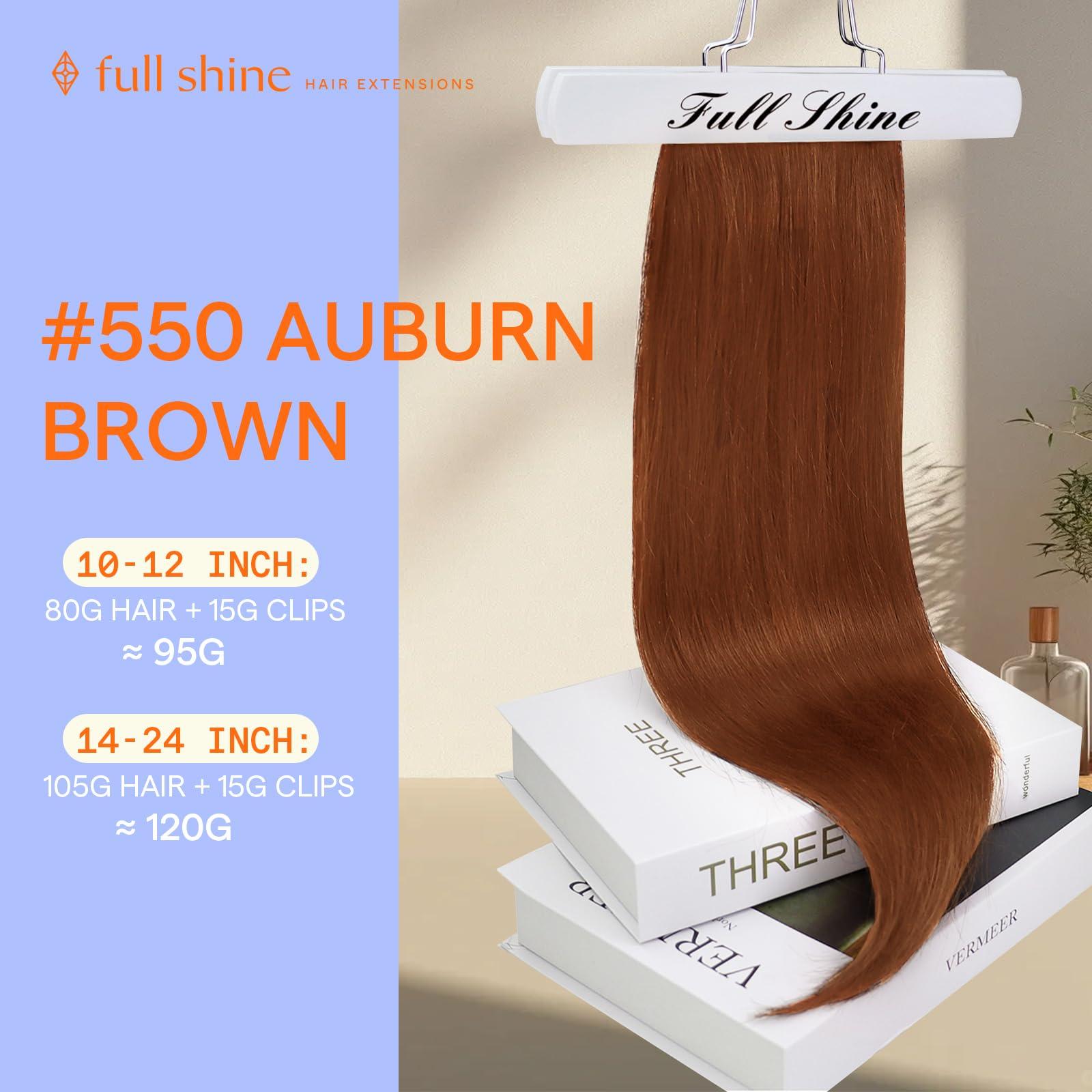 Full Shine Full Shine Auburn Hair Extensions Clip in Human Hair 10 Inch Short Clip in Hair Extensions Red Hair Clip in Real Hair Extensions Invisible Hair Extensions 7 Pcs