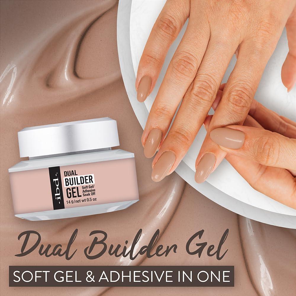 IBD ibd Dual Builder Gel in Barely Nude, Soft Gel/Adhesive, Easy Soak Off, 0.5 oz