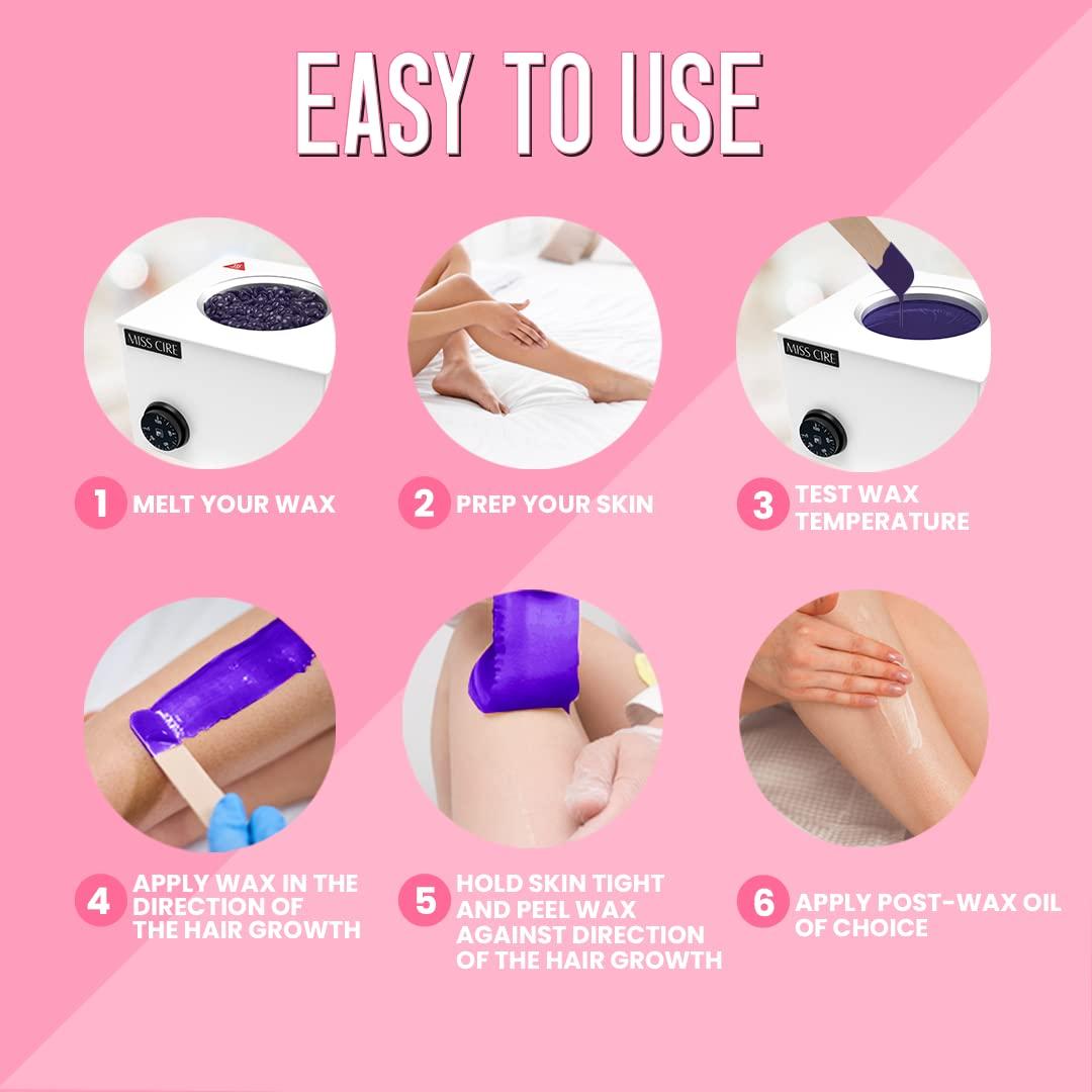 Miss Cire Miss Cire Purple Hard Wax Beads - Painless Hair Removal Peel-Off Wax - No Strips Needed - Low melting Point - Gel Like Consistency - For Face and Body - Hello Gorgeous - For Sensitive Skin - 8oz