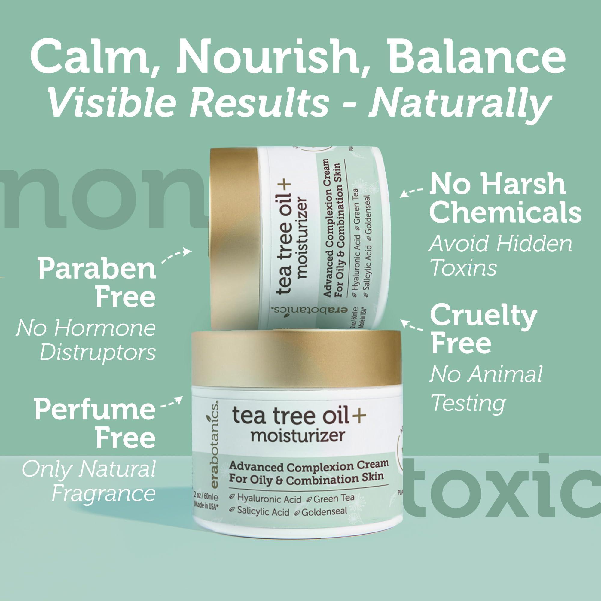 Era Organics Era Organics Tea Tree Cream Face Moisturizer for Oily Skin - Advanced 7X Balancing Oily Skin Moisturizer - Non-Greasy Moisturizer - Tea Tree Oil for Skin