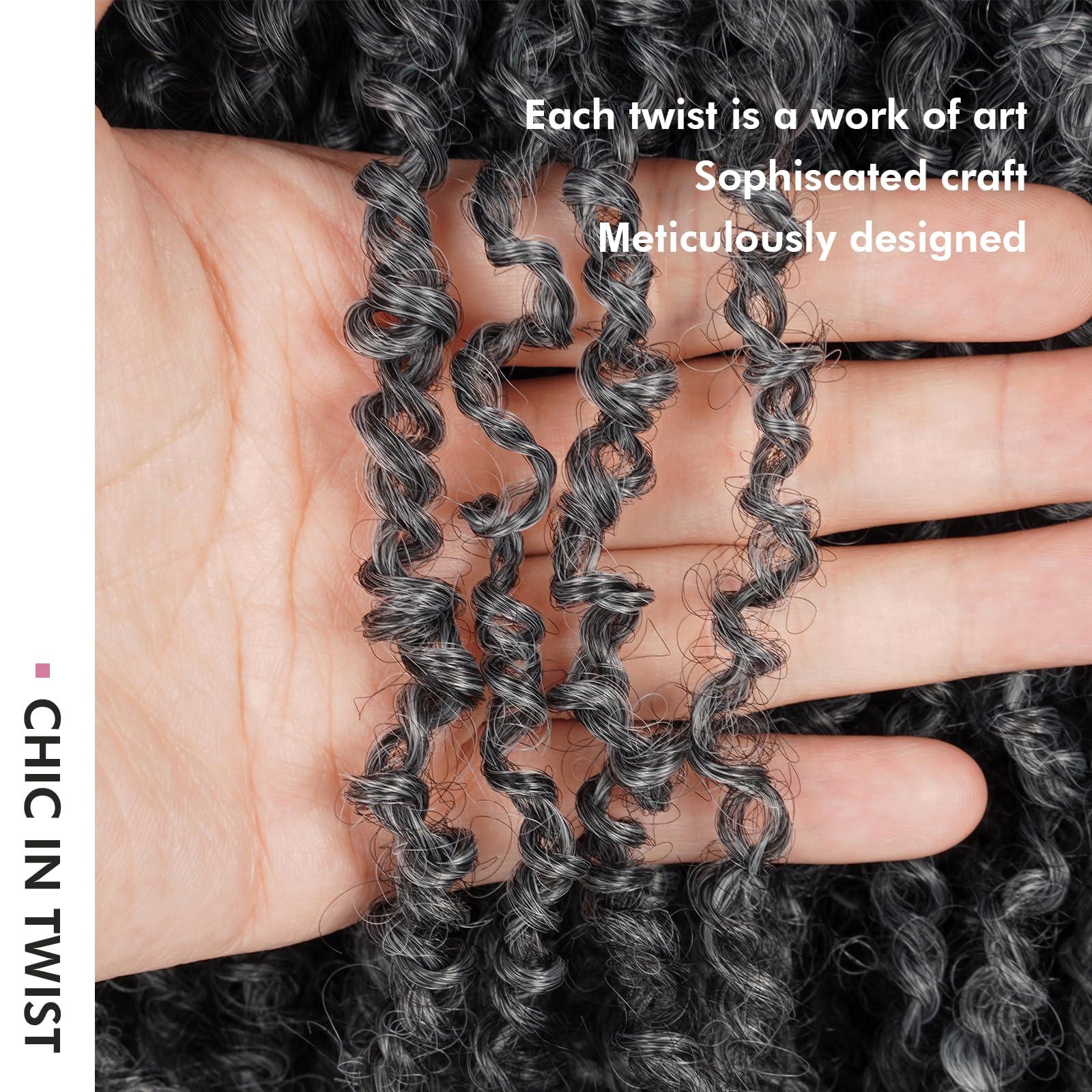 ToyoTress Toyotress Yanky Twist Crochet Hair - 6 Inch 2 Packs (30 Strands/Pcs) Fluffy Spring Mini Twist Short Bob Passion Twist, Ombre Gray Pre-Looped Crochet Braids Braiding Hair (6 Inch, TGray-2P)