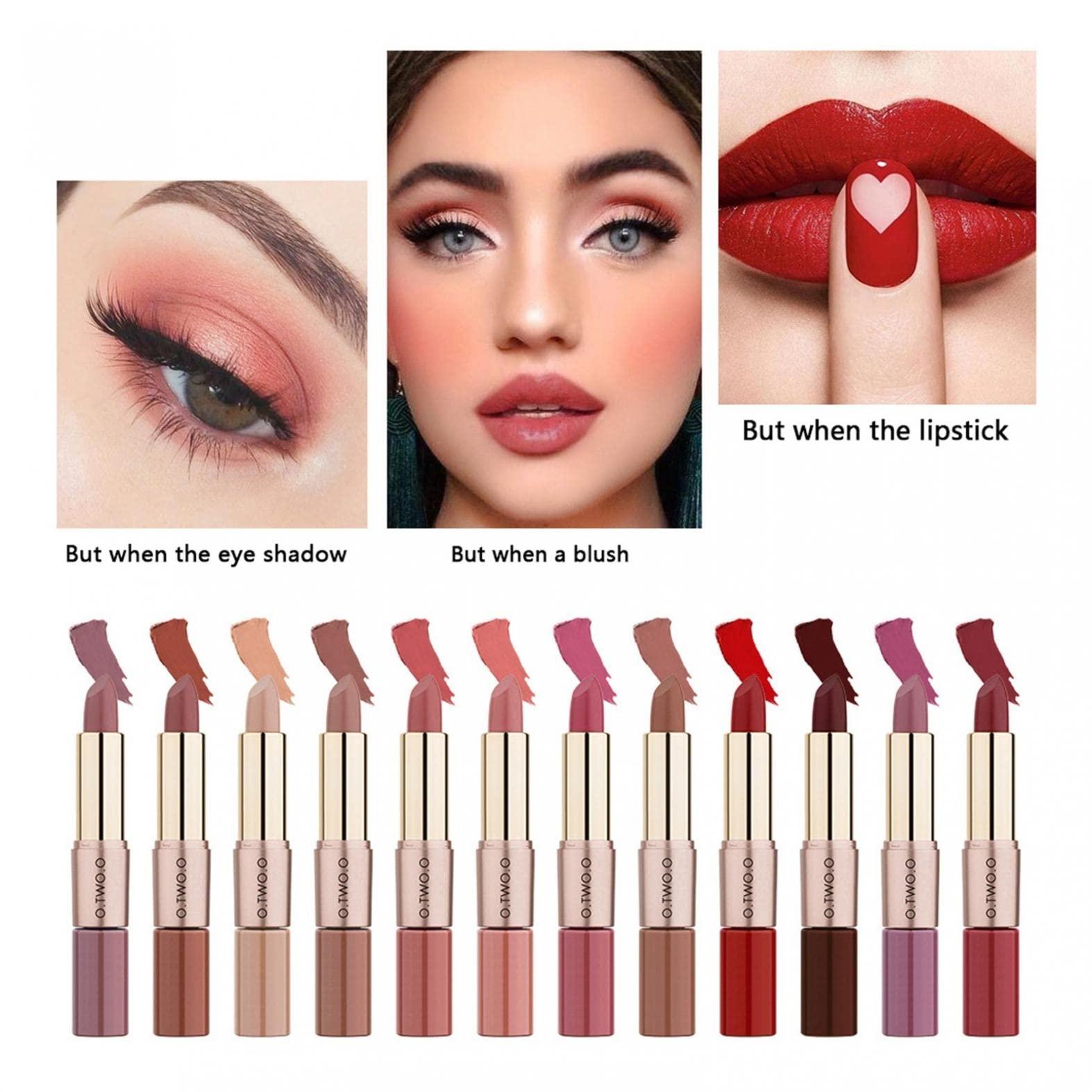 Xiahium 2-IN-1 Double Head Lipstick, Matte Mist Long Lasting High Pigmented All-in-One Lip Glaze Lip Makeup Gift - Vegan & Cruelty Free