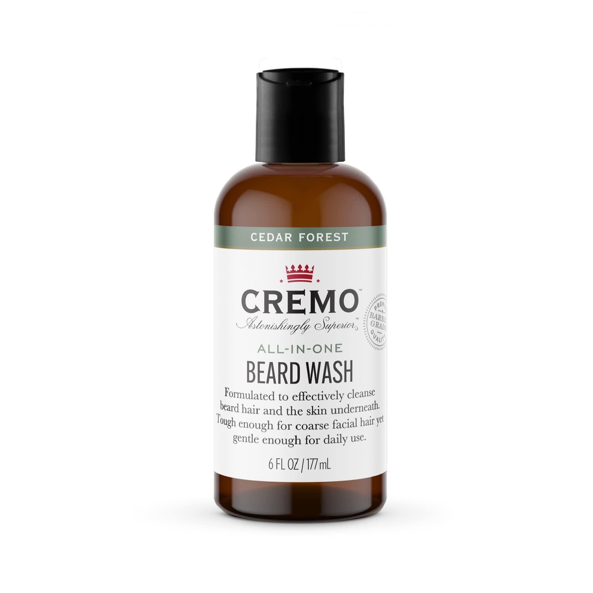 Cremo Cremo Cedar Forest Beard Wash & Softener for Coarse Facial Hair, Specifically Designed To Clean and Condition, Includes 6 Fluid Ounce Bottles