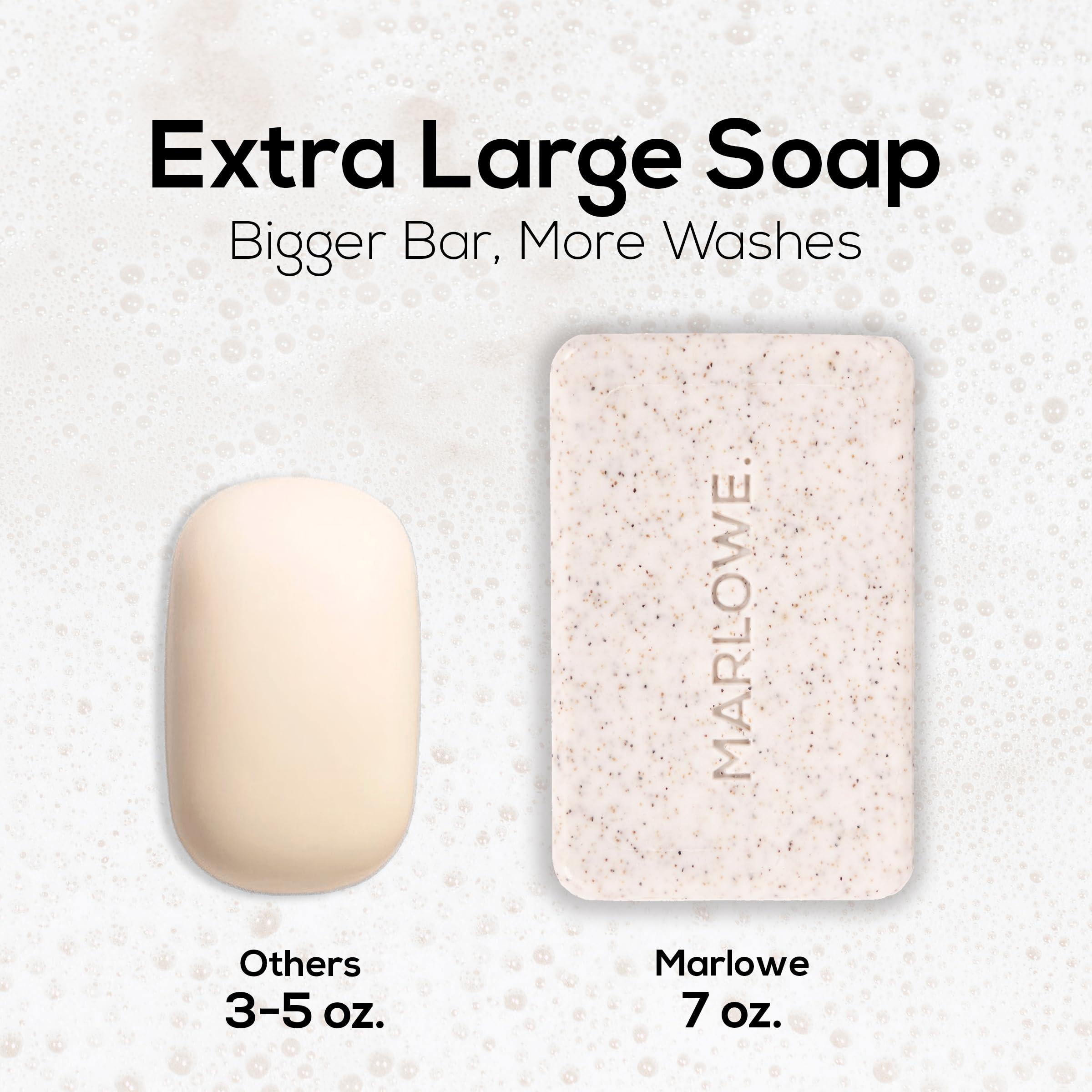 MARLOWE. M BLEND MARLOWE. No. 102 Men\'s Body Scrub Soap 7 oz (3 Bars) Warm Santal Scent, Best Exfoliating Bar for Men, Made with Natural Ingredients, Apricot Seed Powder, Shea Butter, Olive Oil, Green Tea Extracts