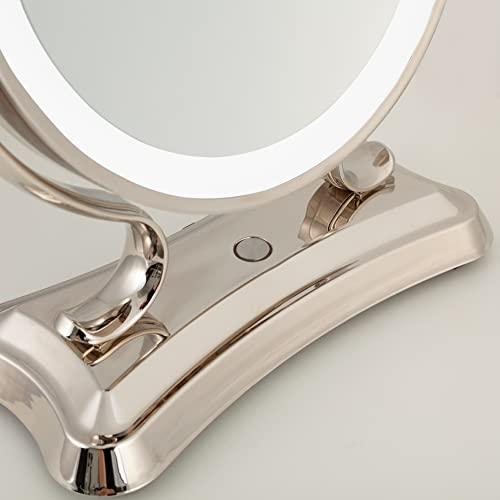 Zadro Zadro 12" Glamour LED Makeup Mirror with Lights and Magnification 5X/1X Touch Control Mirror with Lights for Makeup Desk (X-Large | 5X/1X | 12" W x 16" H | LED, Polished Nickel)