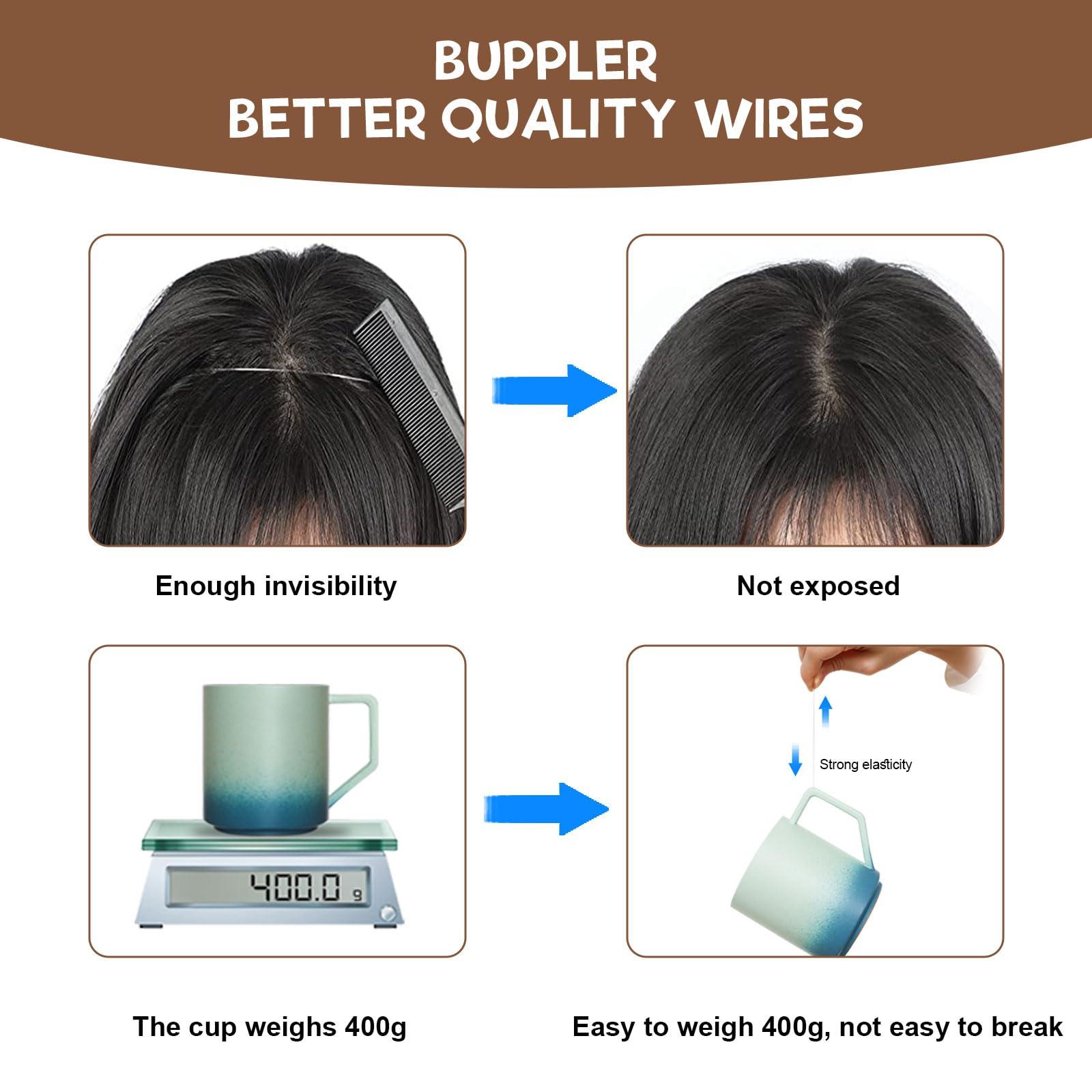 BUPPLER BUPPLER Halo Hair Extensions 12 Inch Invisible Wire Hair Extensions Adjustable Long Wavy Hair Extensions Synthetic Upgrade 4 Secure Clips in Hairpieces 12 Inch, Dark Brown Mix Medium Brown