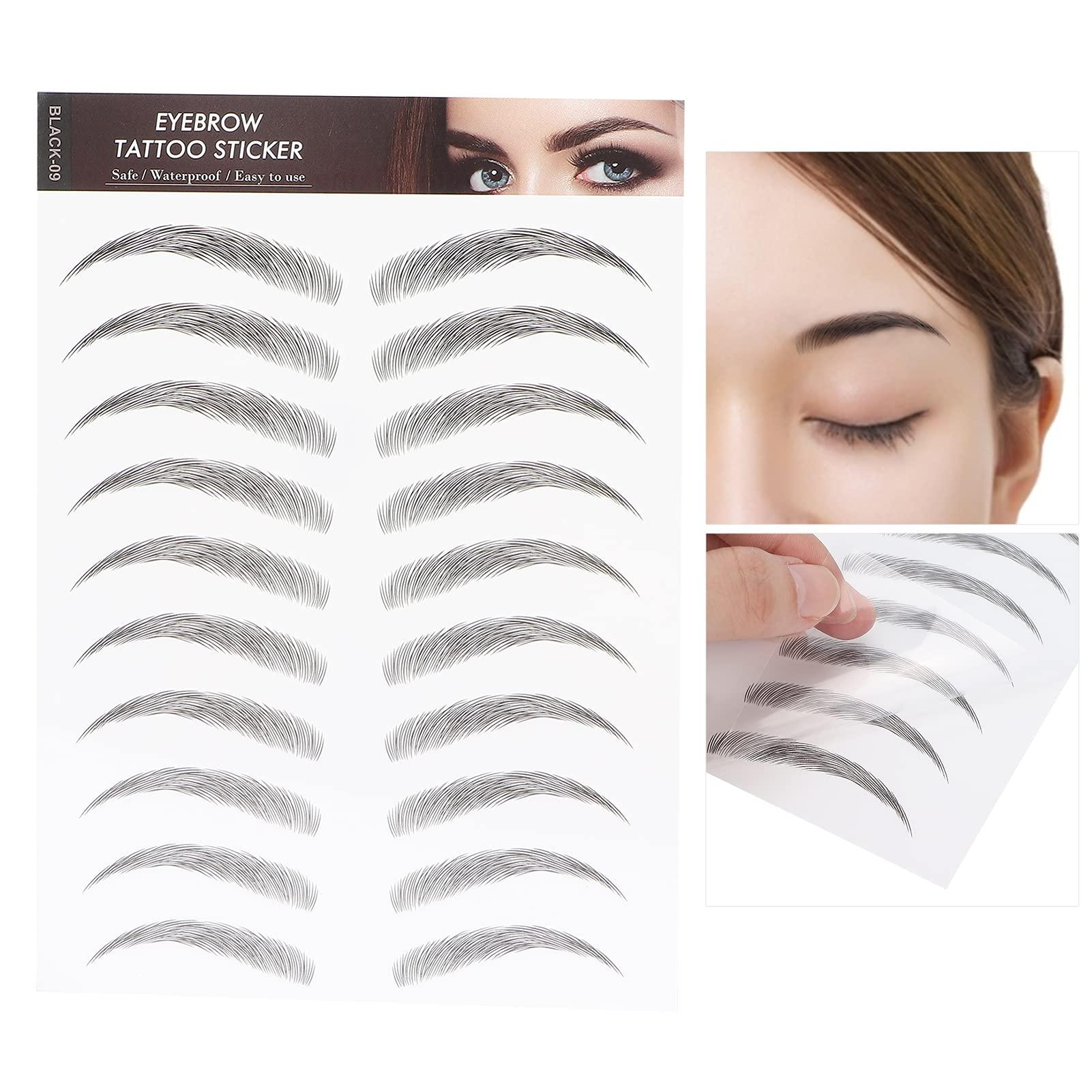 Brrnoo Eyebrow Sticker, Hair-Like Authentic Eyebrows, Long Lasting False Eyebrows Makeup Sticker for Women Girls(BLACK-09)
