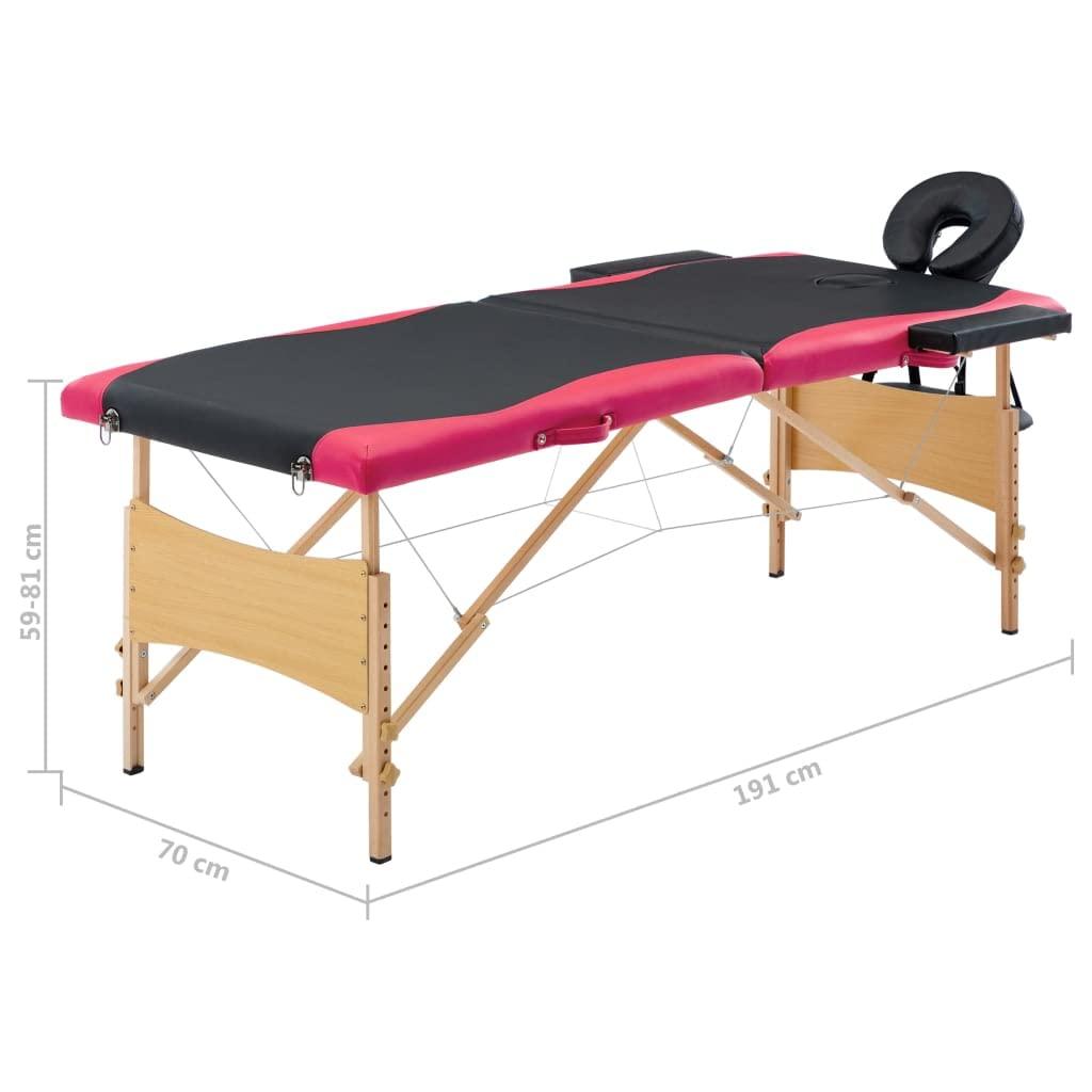 CUMYZO CUMYZO Foldable Massage Table 2 Zones Wood Black and Pink,Health & Beauty Personal Care Massage & Relaxation Massage Tables