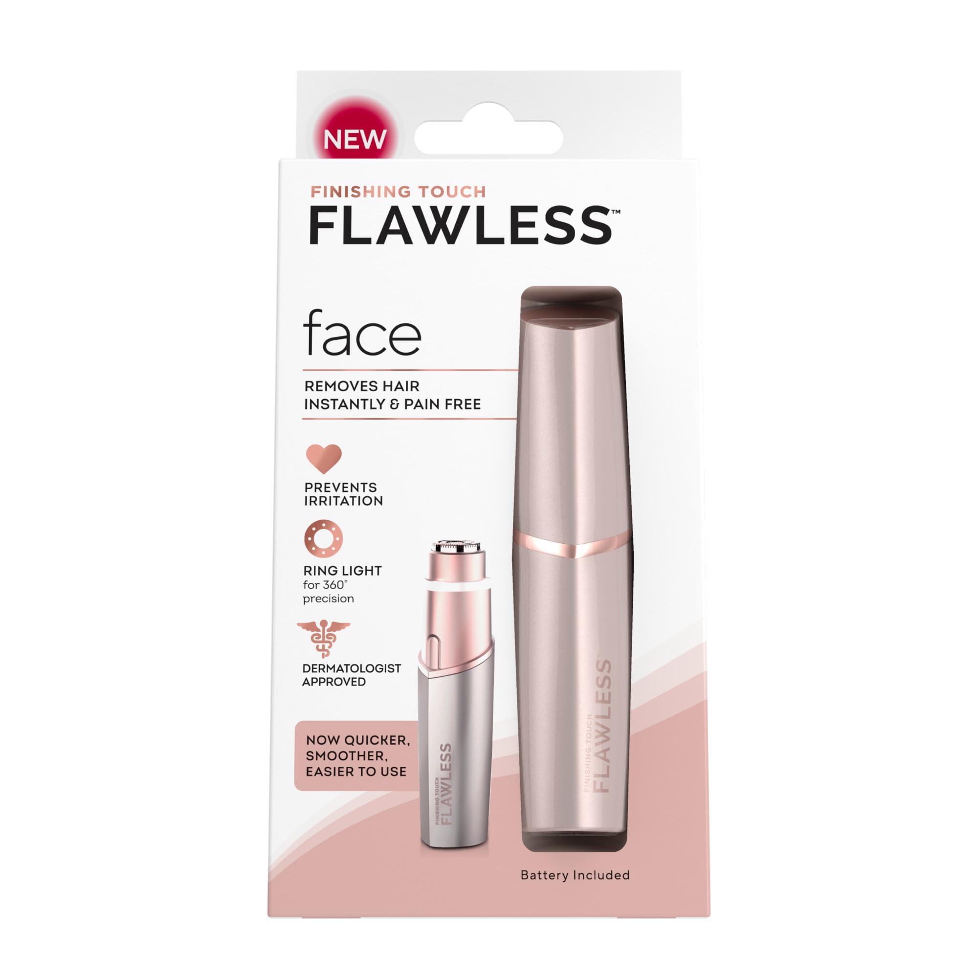 Finishing Touch Finishing Touch Flawless Facial Hair Remover for Women, Rose Gold Face Razor with LED Light, Recyclable Packaging