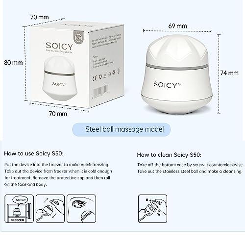 OPENDGO Ice Roller for Face and Eyes Body, Facial Ice Roller 360 Rotating Stainless Steel Ball Face Massager Fitness Cryosphere for Reduces Puffiness, Redness and Pain, Beauty Skin Care Tools