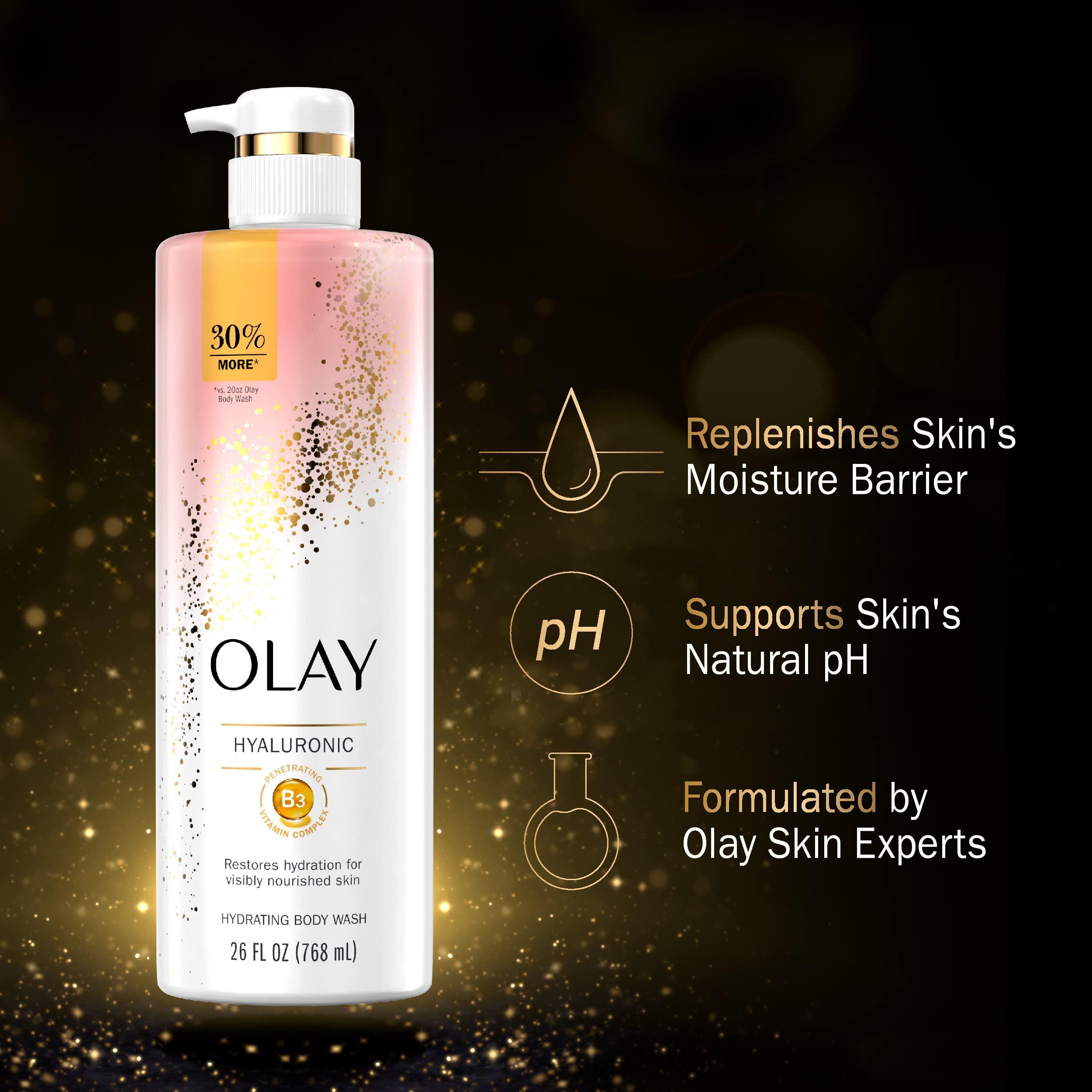 Olay Olay Cleansing & Moisturizing Womens Body Wash 4ct with Vitamin B3 and Hyaluronic Acid 26 fl oz (Pack of 4)