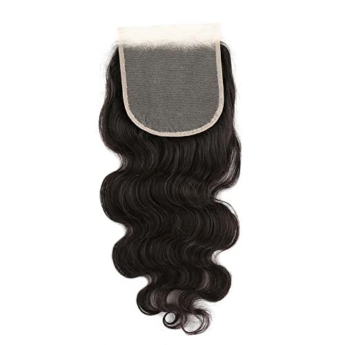 ELIHAIR ELIHAIR 5x5 Virgin Human Hair Lace Closures Weave Body Wave Free Part Soft and Silky Natural Hairline Pre Plucked With Baby Hair 100% Unprocessed Human Hair Pieces(16inch)