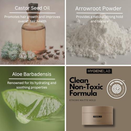 HygieneLab HygieneLab Men\'s Hair Gel - EWG Verified, Strong Hold, Matte Finish, Weightless Texture, Sandalwood Scent, Non-Toxic Clean Formula, Suitable for All Hair Types