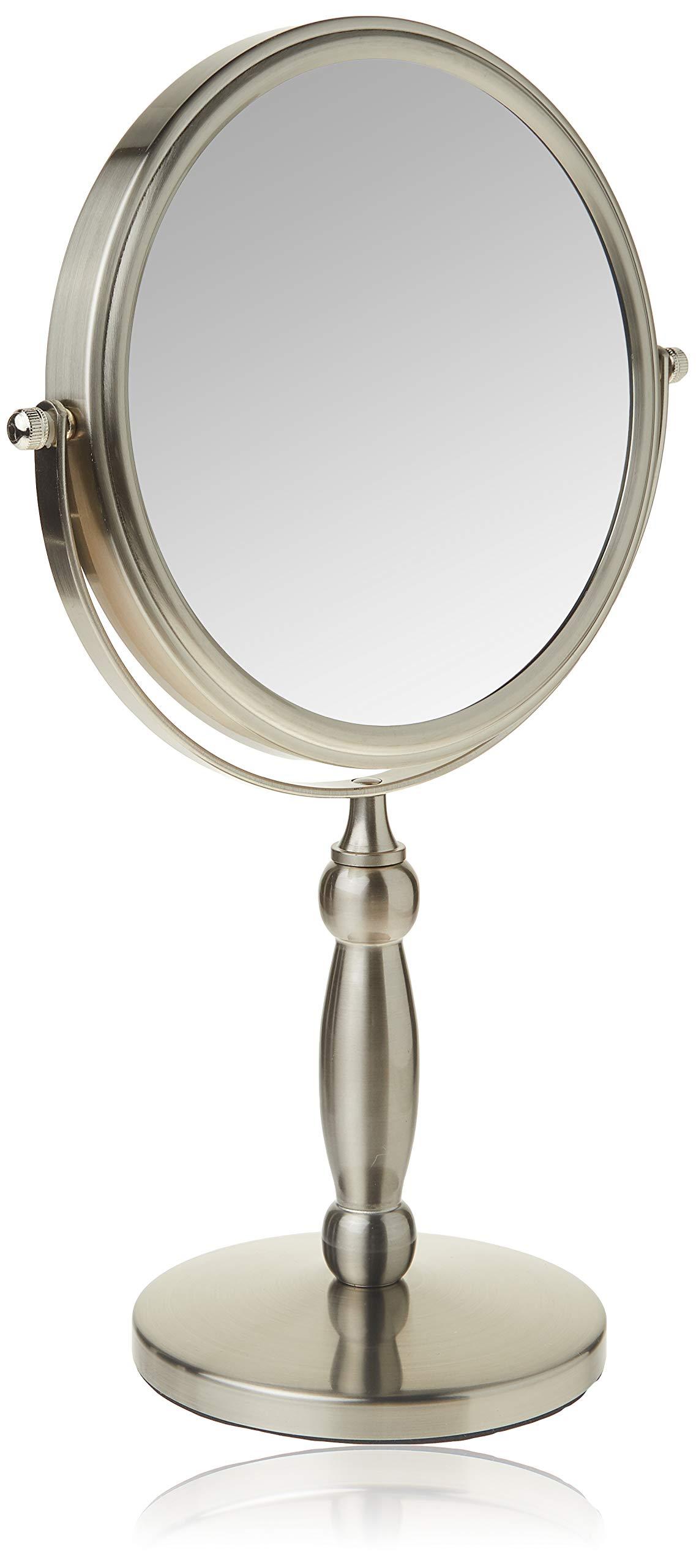 Floxite Floxite Dual sided 1x and 15x Vanity Mirror, Brushed Nickel