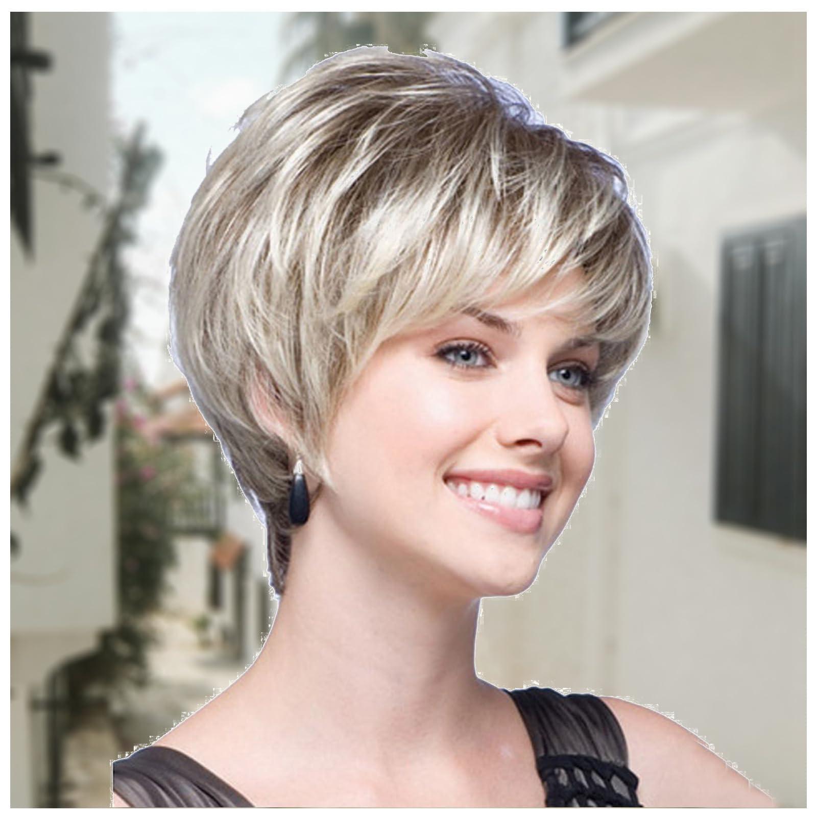 Dempiire Dempiire Womens Wigs For White Women,Short Grey Wig For White Women Wigs With Bangs White Wig Performance Wig