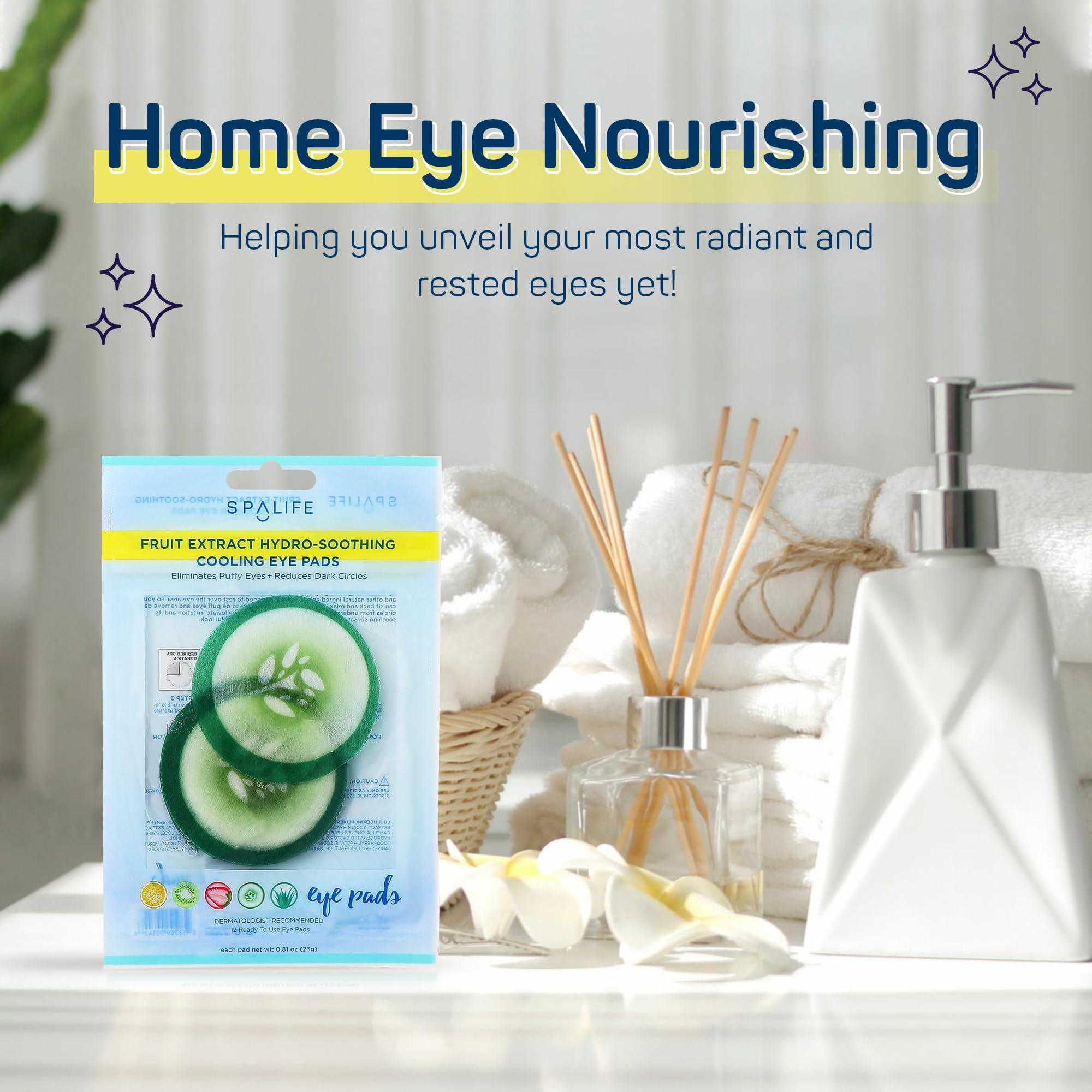 SpaLife SpaLife Cooling Eye Pads - Korean Soothing Eye Pads for Dark Circles, Puffy Eyes, and Wrinkles - 48 Pads with Fruit + Vegetable Extracts - Revitalizing Hydrating Eye Pads for Eye Treatment (Cucumber)