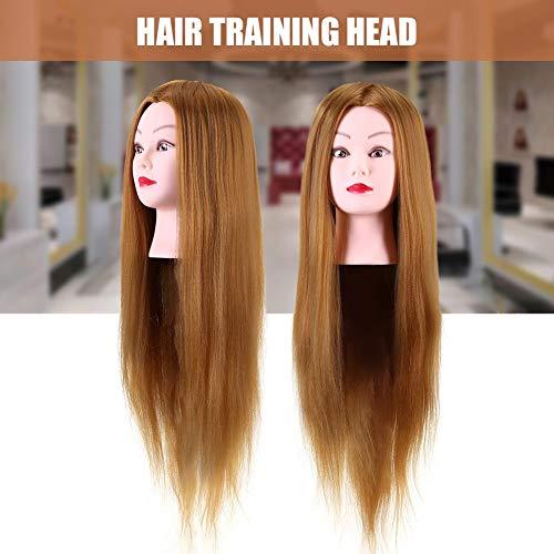 Cimenn Hair Practice Manikin Head, Makeup Mannequin Head Long Straight Hair Dresser & Practice Long Training Head Golden Synthetic Hair with 40% Real Hair Braiding Manikin Head Doll Cosmetology Head