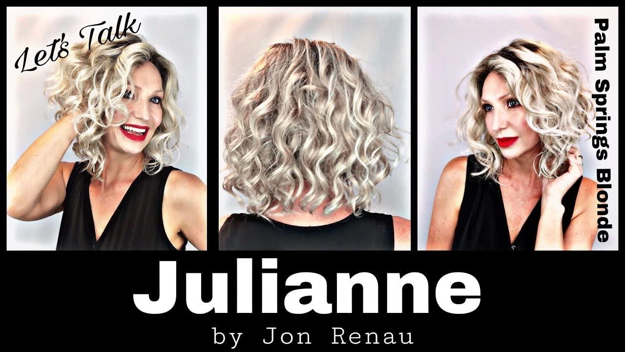 Jon Renau Maxwigs Julianne Avg Cap Color 92 Chunky Monkey - Jon Renau Wigs 12.25\" Length Synthetic Smart Lace Front Monofilament Top Women\'s Wavy Curly Pre-Styled Multi-Directional Parting Bundle MaxWigs Booklet, Comb