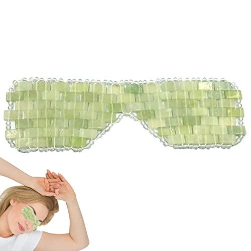 wanshi Light Cool Jade Eye Mask Hot or Cold Touch Blindfold for Puffy Eyes 100% Real Jade Stone