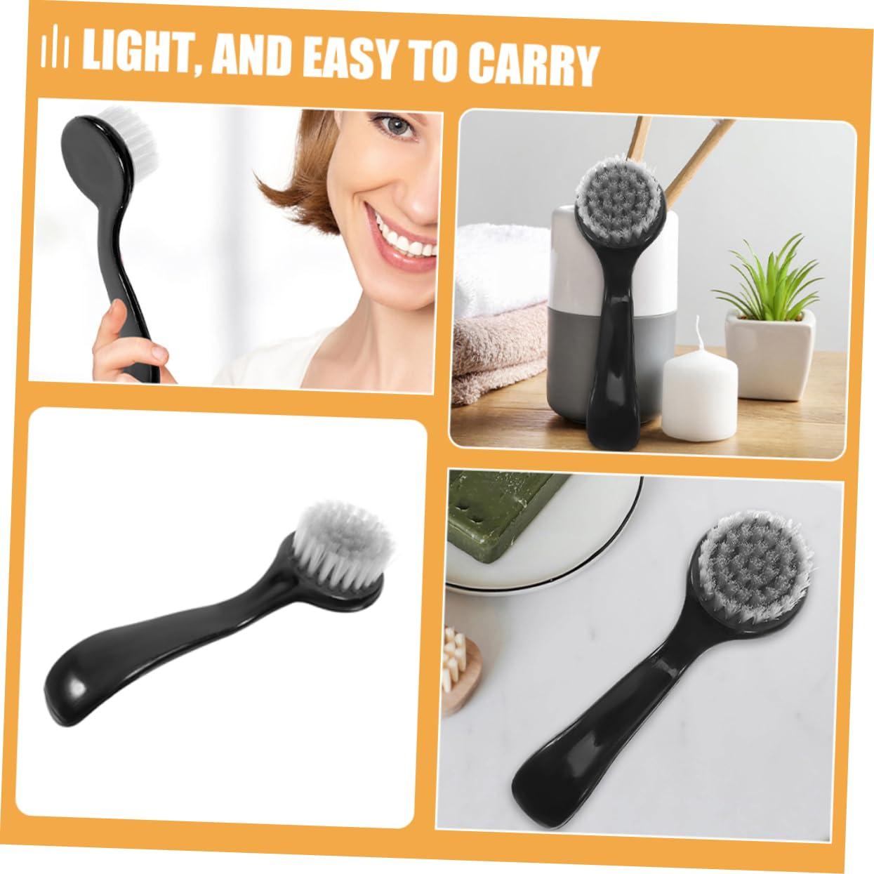 FOMIYES FOMIYES Facial Cleansing Brush Set 6pcs Manual Face Brush Face Wash Scrubber Exfoliating Tool for Travel Black Handle Round Head