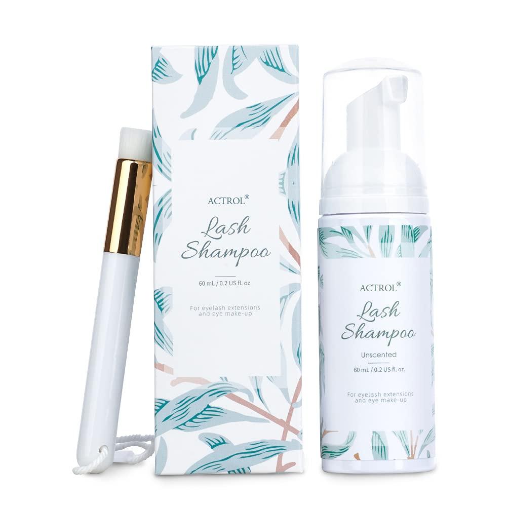 ACTROL ACTROL Eyelash Extension Cleanser 60ML Natural Lash Extension Shampoo Unscented Professional Eyelid Foaming Cleanser Paraben & Sulfate Free Non-lrritating with Salon and Home Care