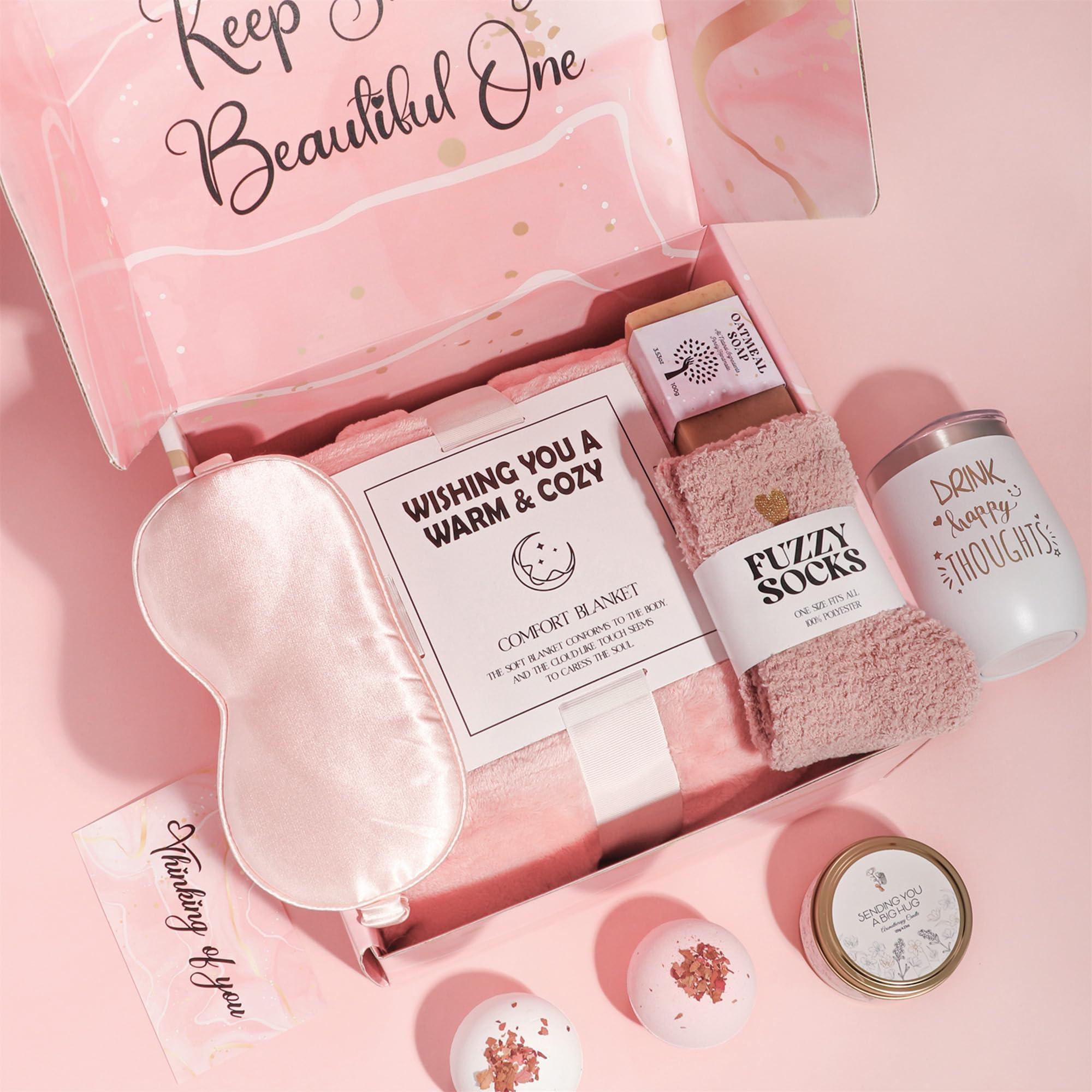 GRANNY SAYS GRANNY SAYS Valentines Day Gifts for Her, Birthday Gift for Mom, Spa Gifts Set, Self Care Gifts with Luxury Flannel Blanket, Get Well Gifts After Surgery for Mother, Friends, Wife, Sister