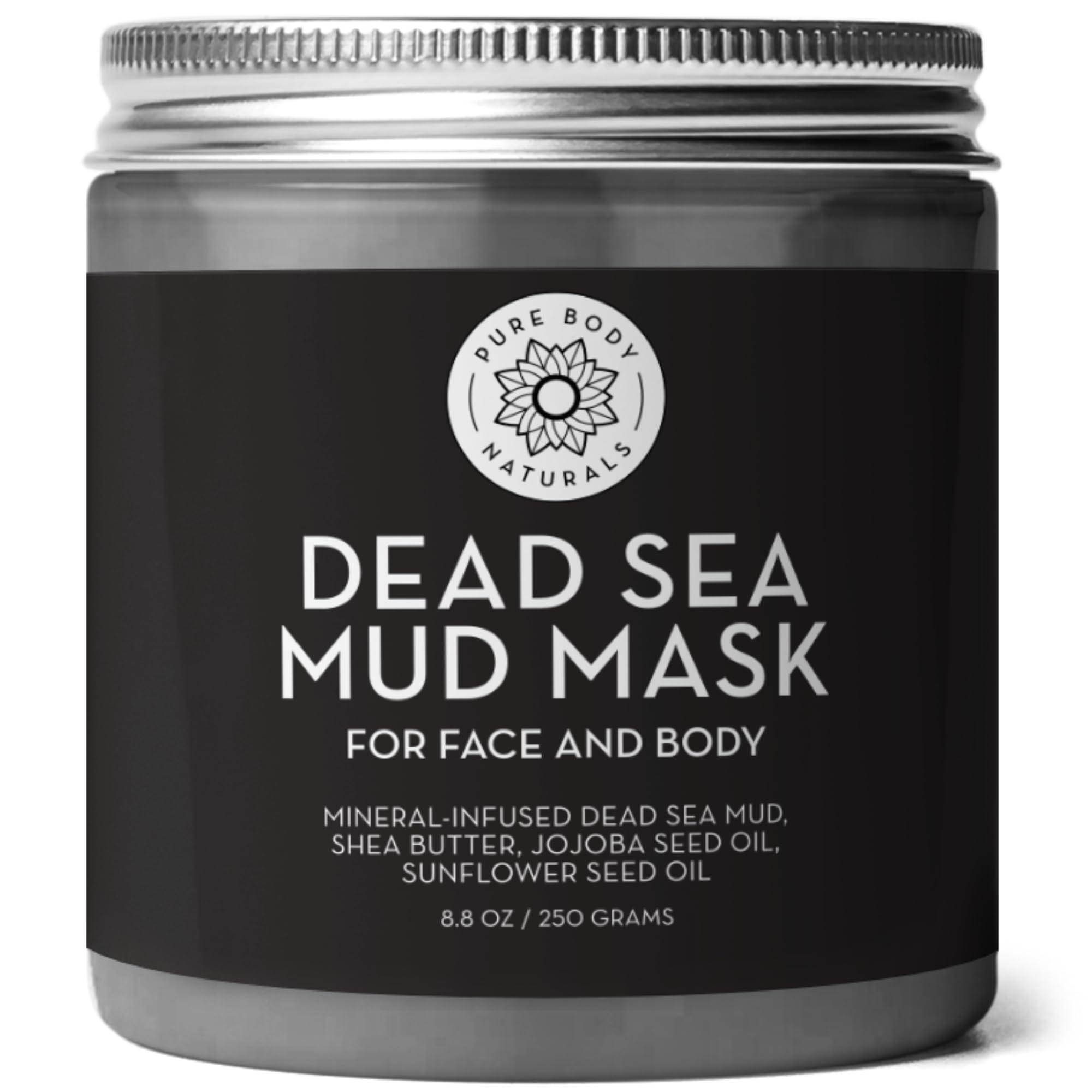 Pure Body Naturals Pure Body Naturals Dead Sea Mud Mask - Face Mask and Body Mud for Acne, Blackheads, and Oily Skin - Facial Self Care for Men and Women - Minimize Pores with Deadsea Mud, Clay, Charcoal - 8.8 Ounce