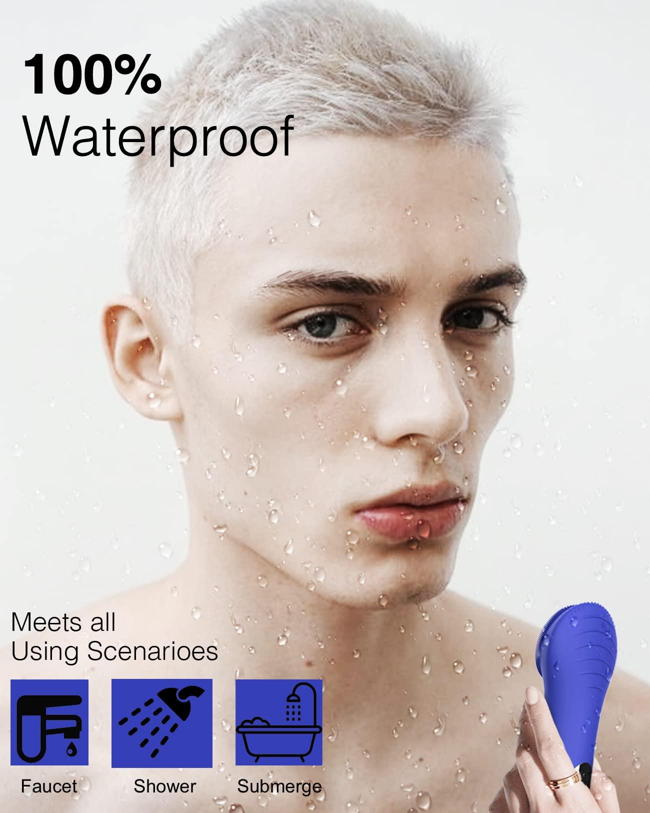 NågraCoola NgraCoola CLIE Facial Cleansing Brush, Waterproof and Rechargeable Face Scrub Brush for Men & Women, Cleansing, Exfoliating and Massaging, Electric Face Scrubber - Blue