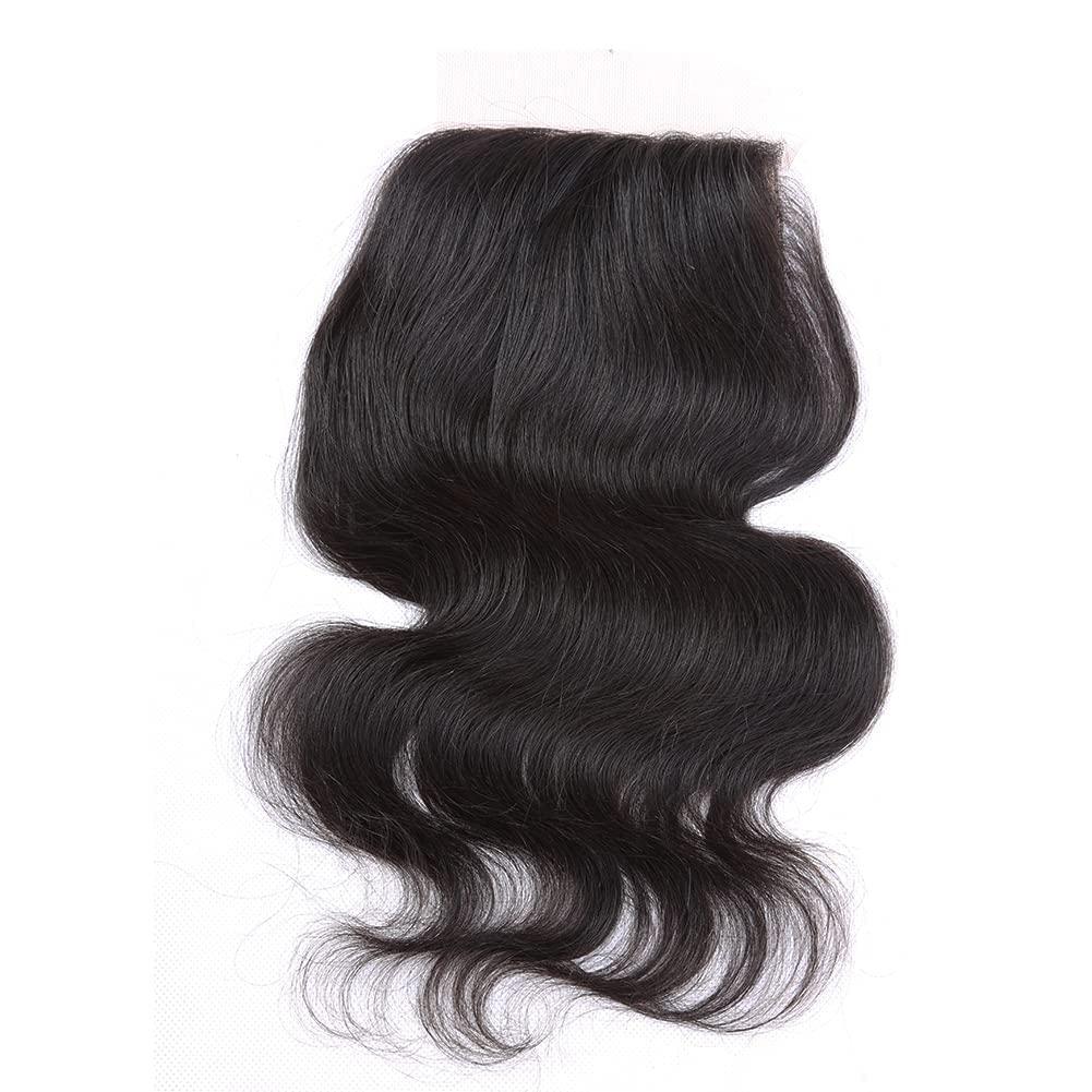 greatremy Greatremy 16\" Silk Base Closure with Baby Hair Body Wave Virgin Hair Closure 4\"X4\" Free Part Natural Color